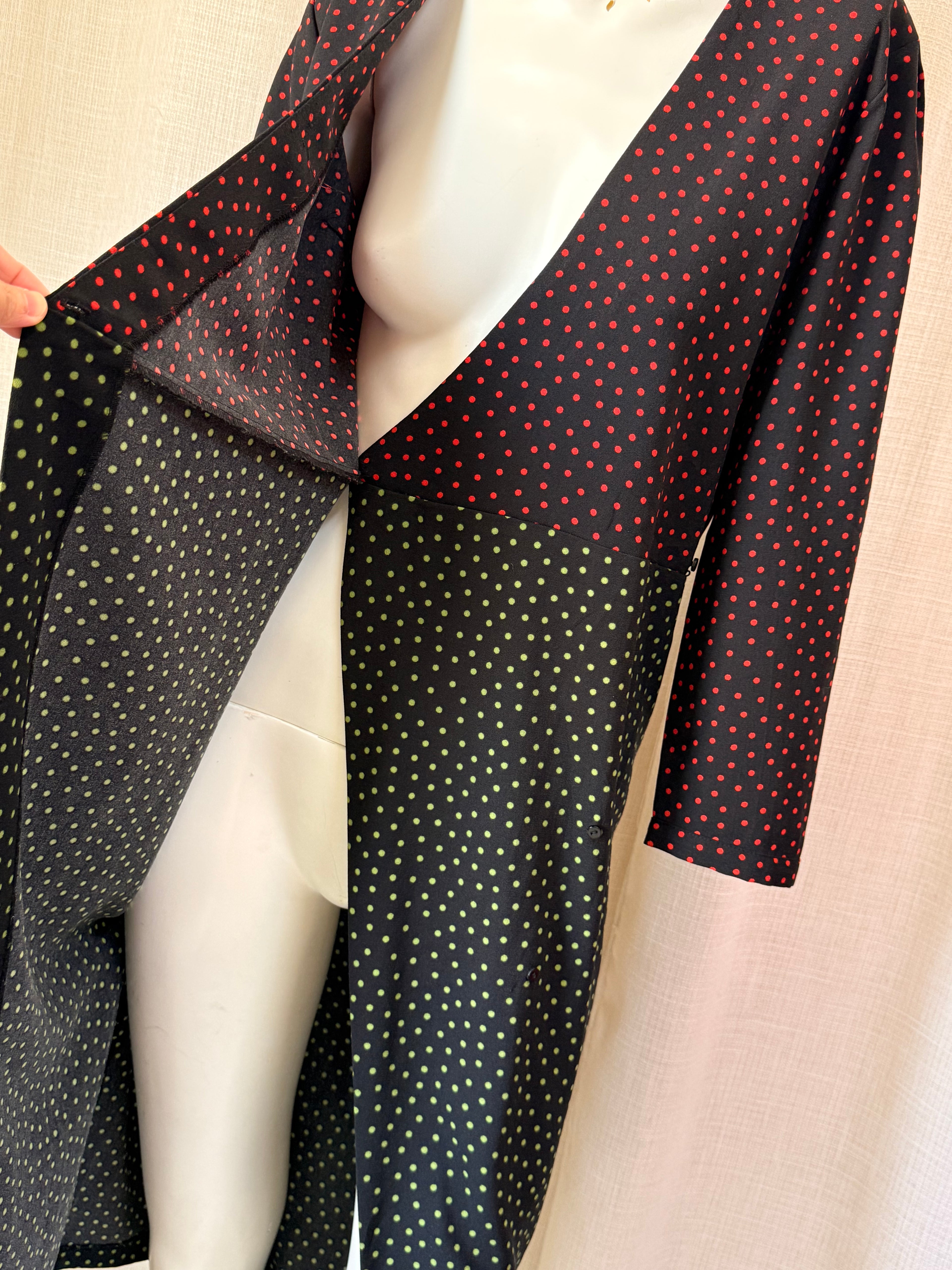 Zara Woman Polka Dot Faux Wrap Midi Dress with Waist Tie (Size S)