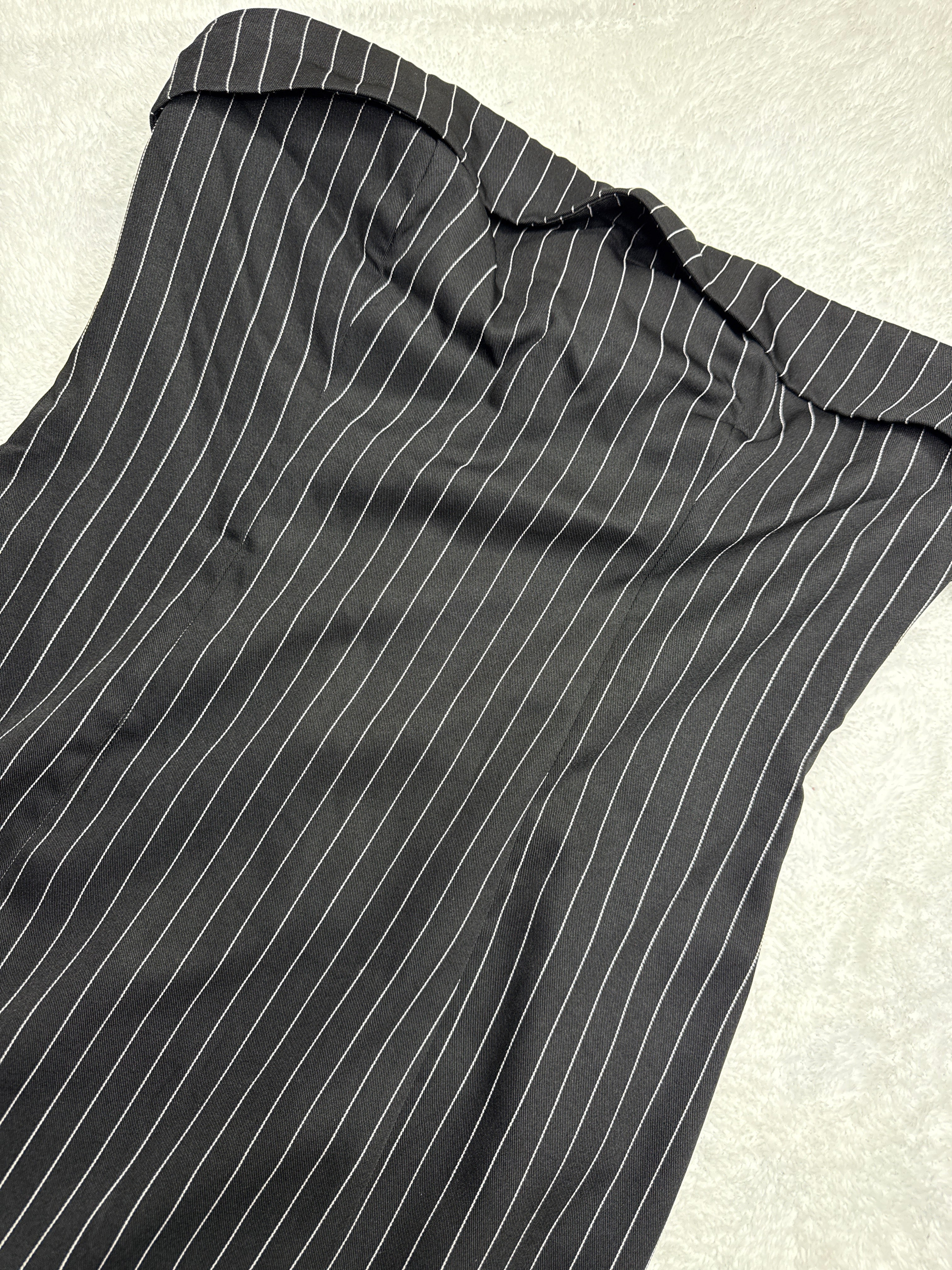 SHEIN Black Pinstripe Strapless Dress (Small)