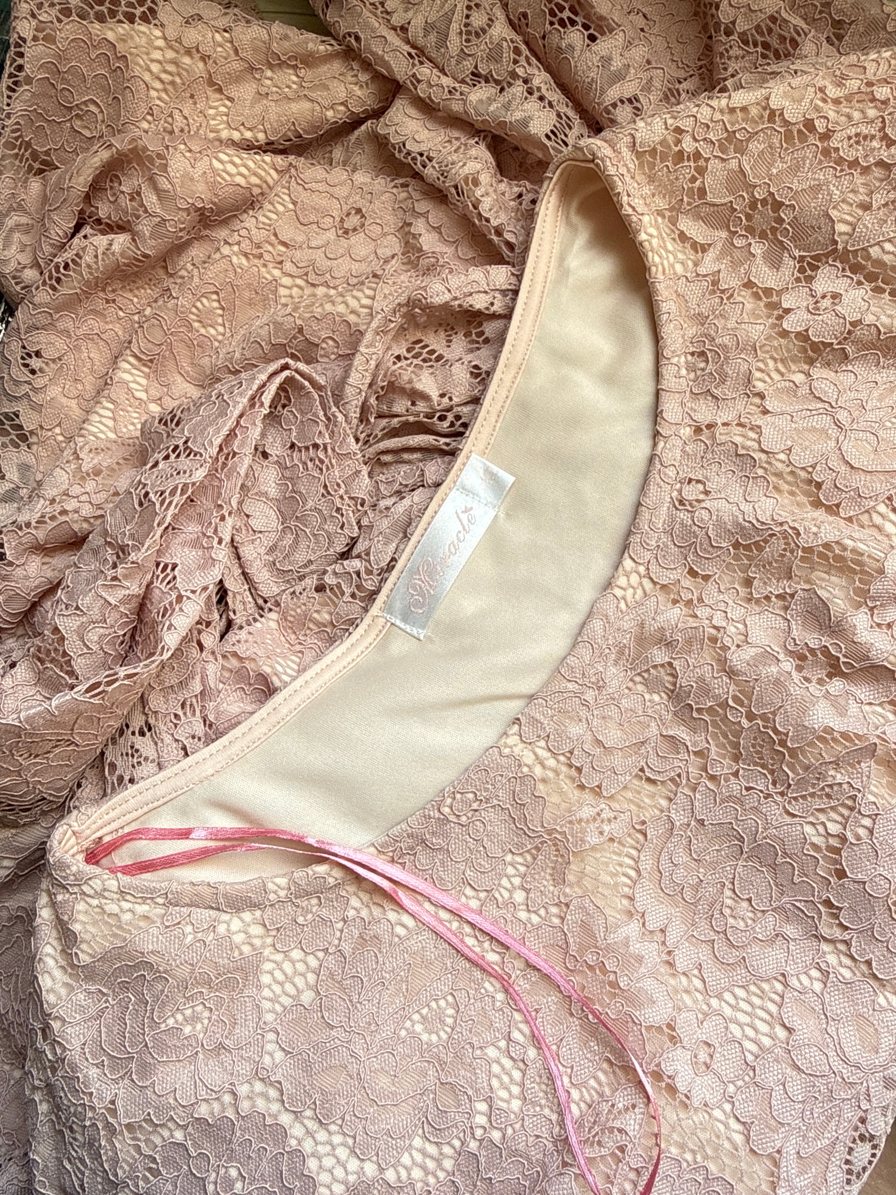 Miracle Dusty Pink Lace Dress (UK 12) | Elegant Lace Mini Dress