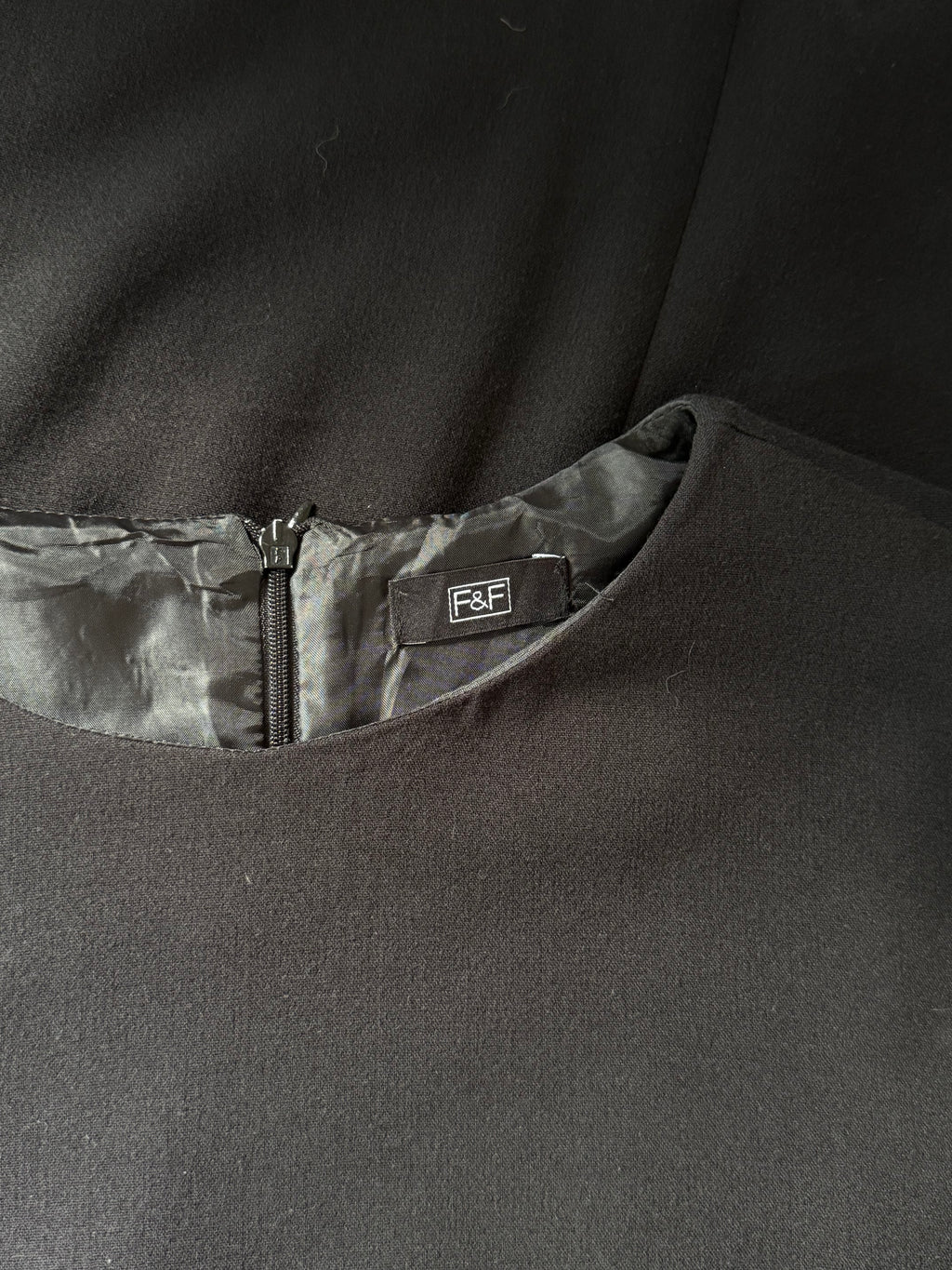 F&F Black Shift Dress with Zipper Detail | UK 14 (Preloved)