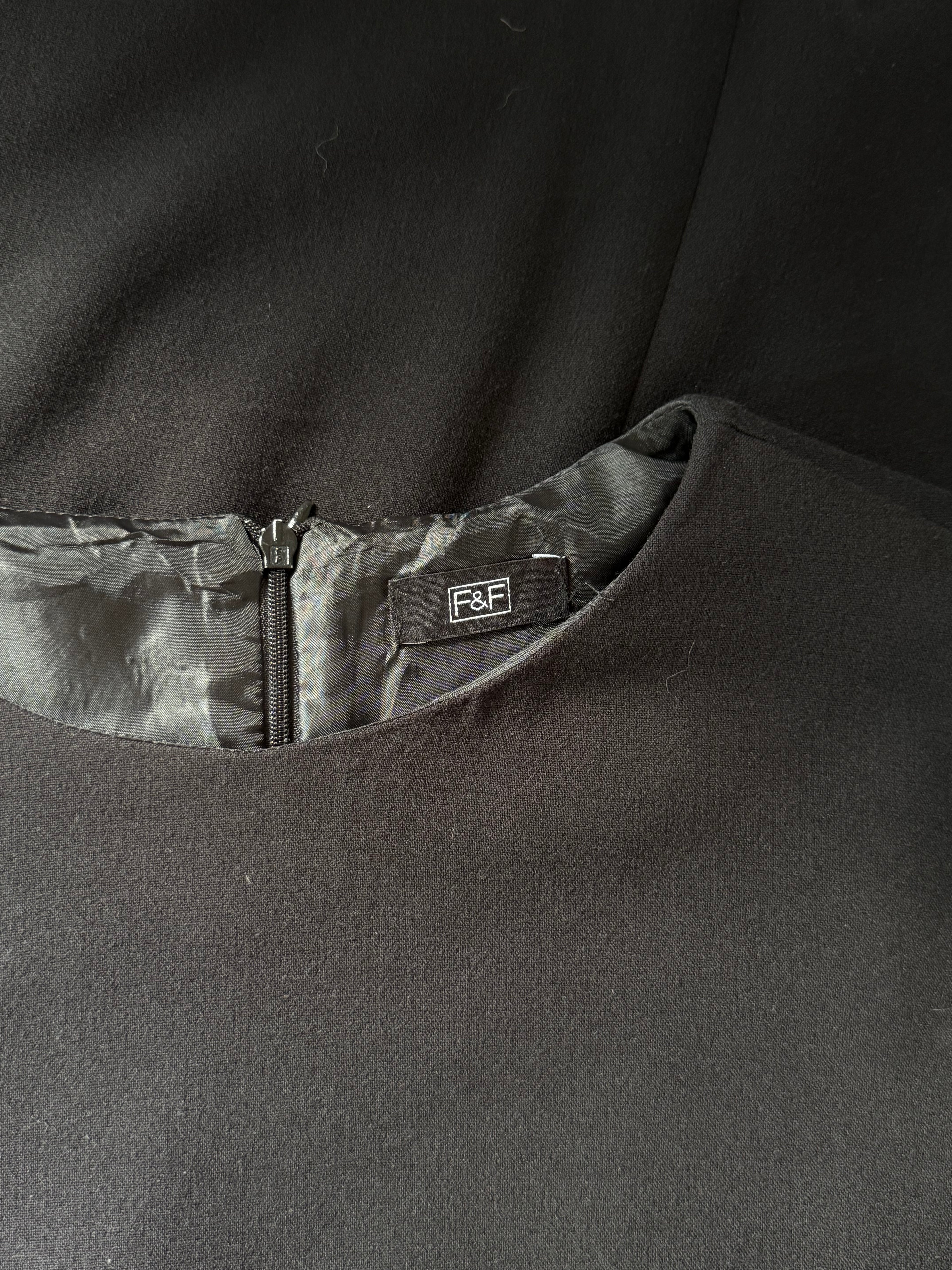 F&F Black Shift Dress with Zipper Detail | UK 14 (Preloved)