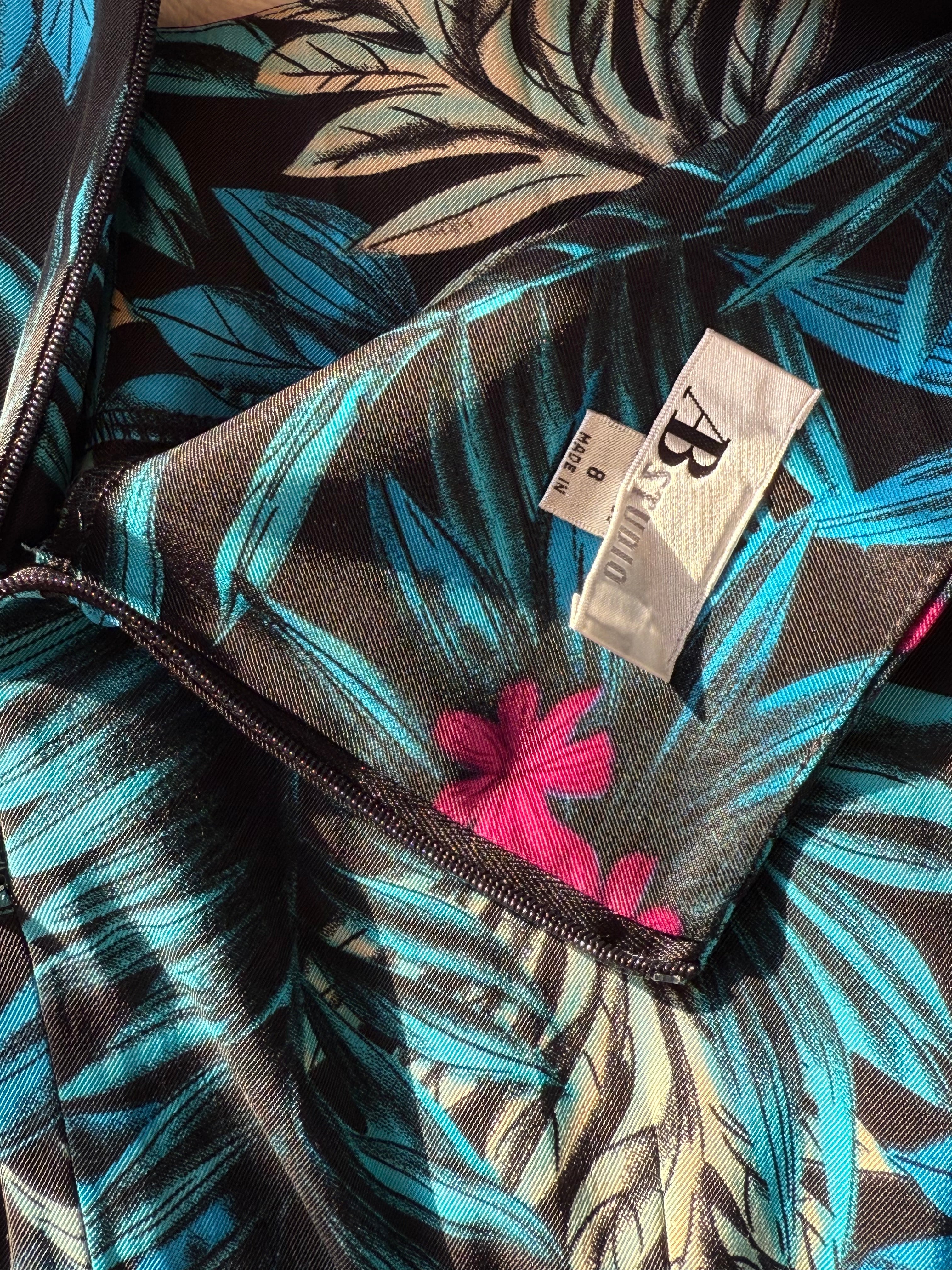 AB STUDIO Tropical Print Sheath Dress | UK 8 (Preloved)