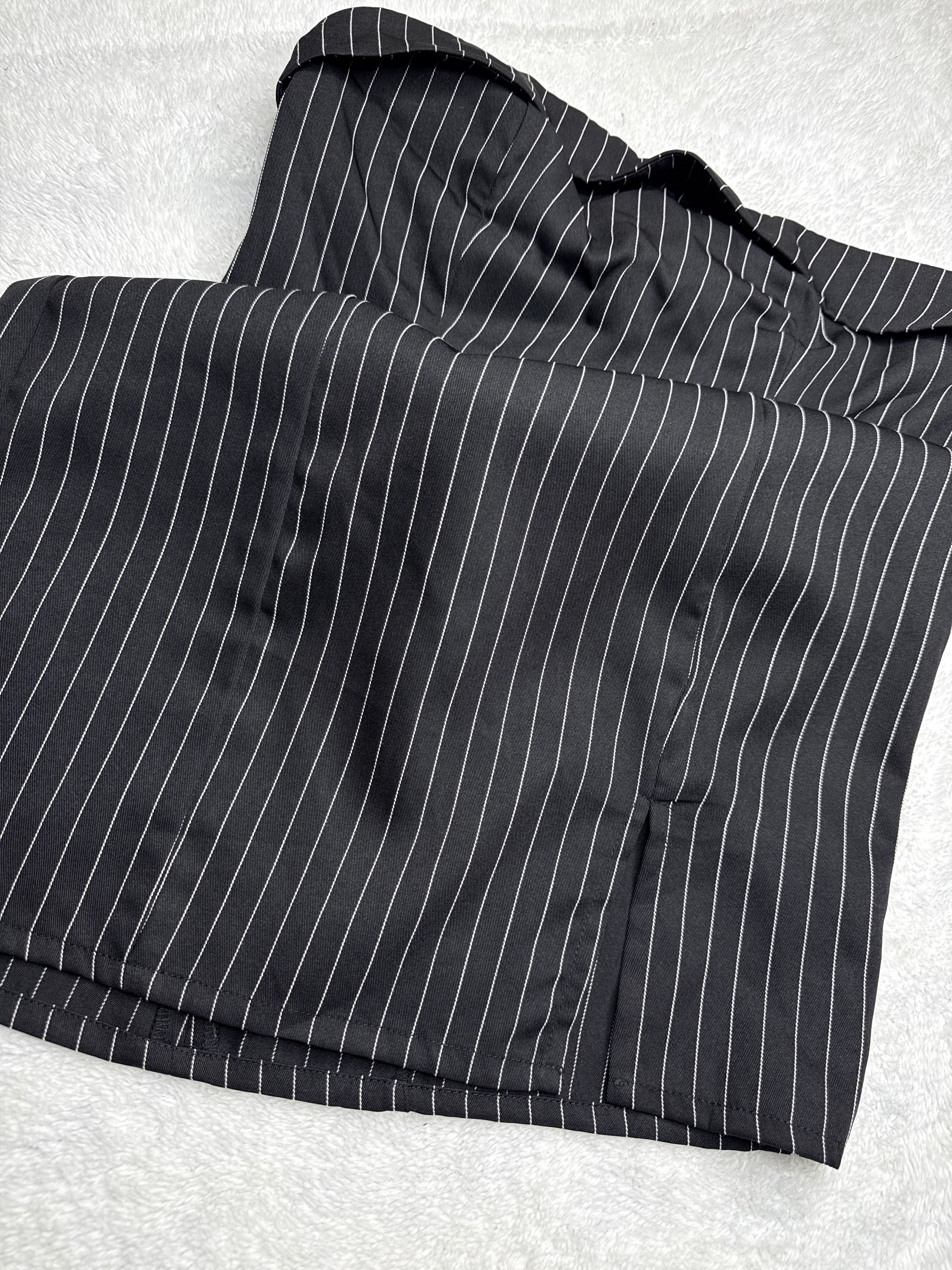 SHEIN Black Pinstripe Strapless Dress (Small)