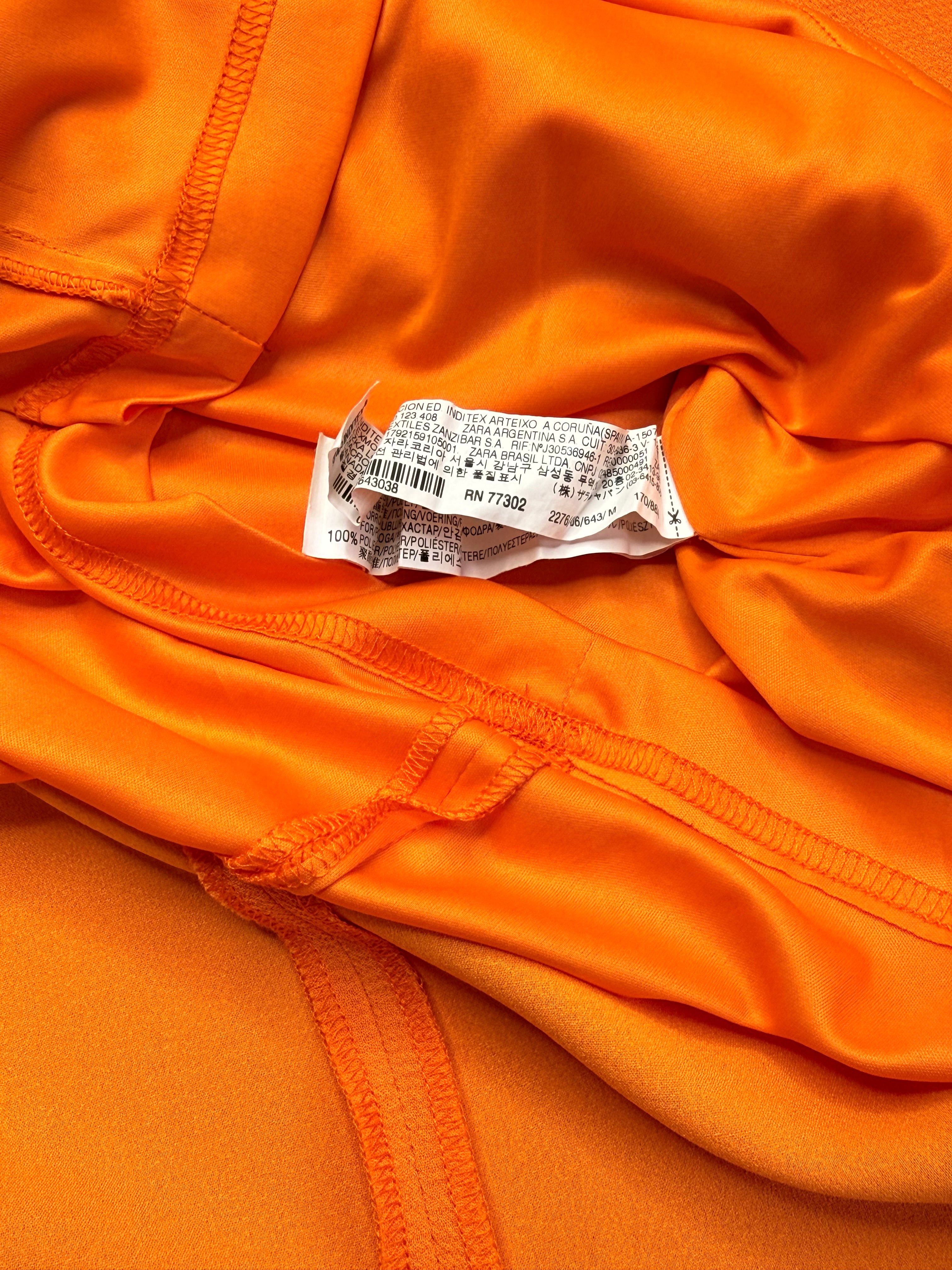Zara Trafaluc Tangerine Orange Pleated Shift Mini Dress (Size EUR M / USA M)