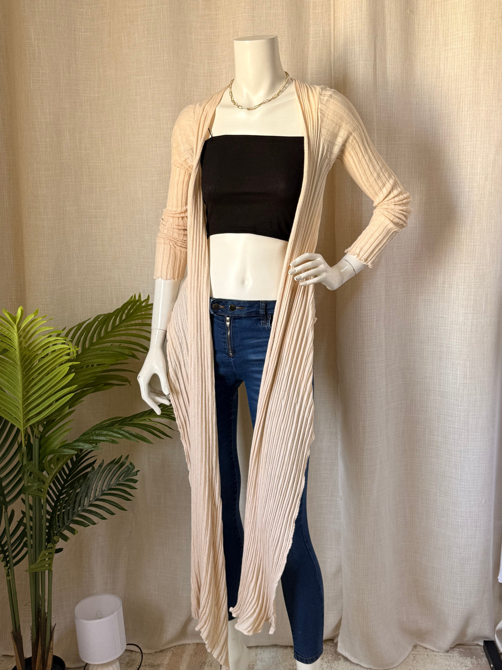 IOANNA KOURBELA Ribbed Longline Cardigan - Small