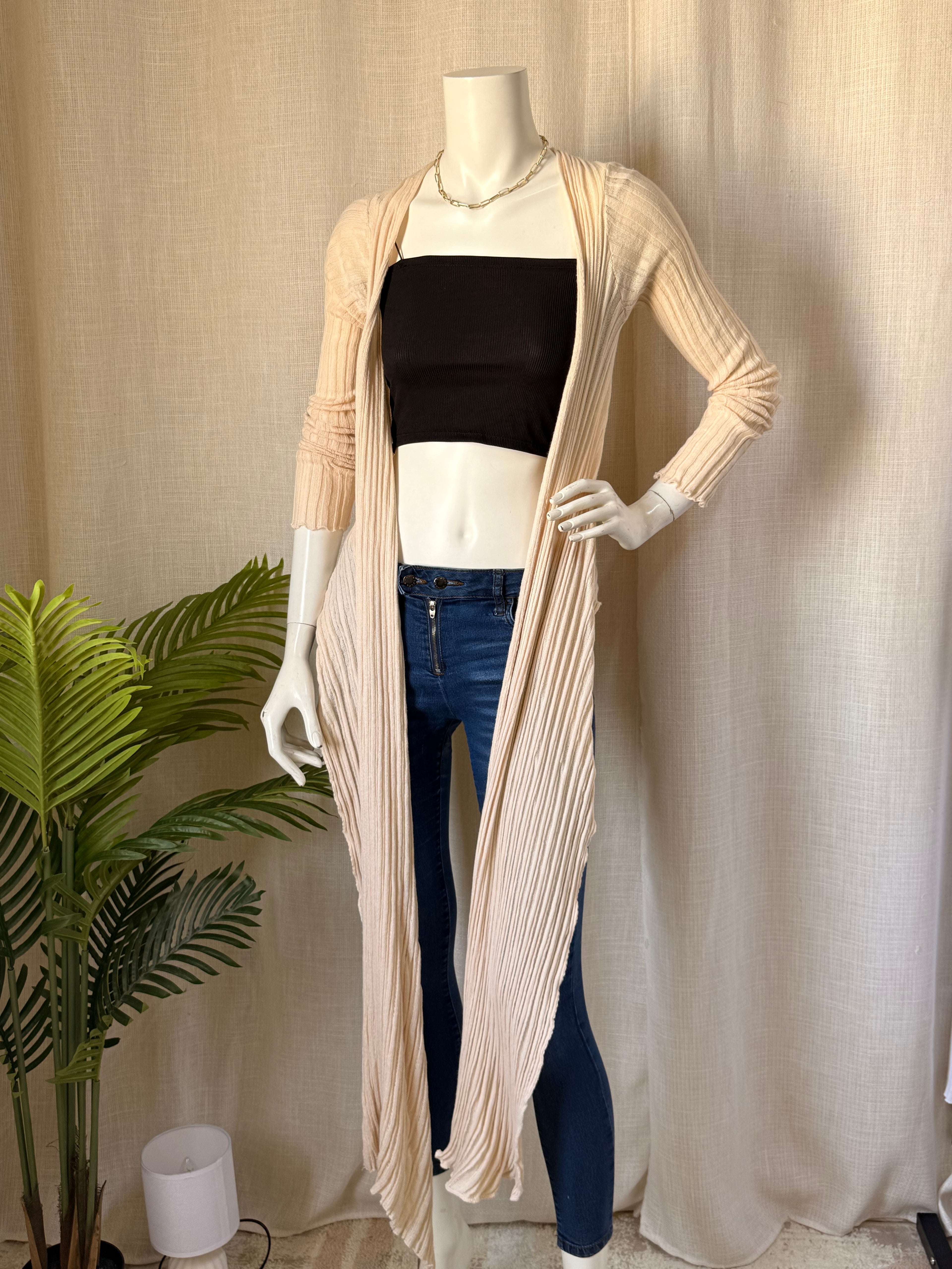IOANNA KOURBELA Ribbed Longline Cardigan - Small