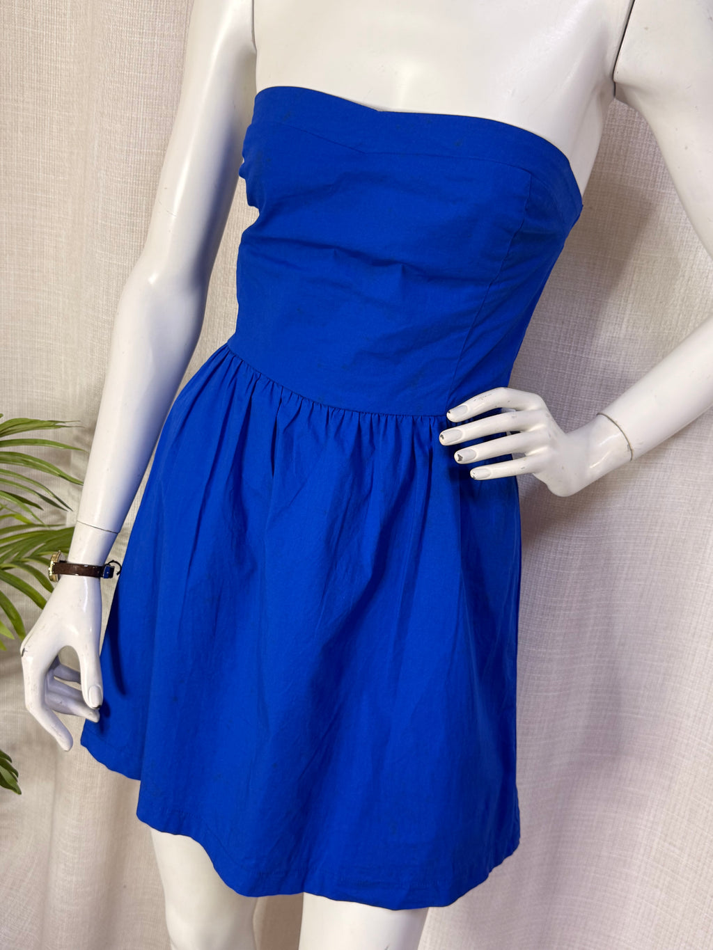 Stradivarius Cobalt Blue Strapless Tube Mini Dress - Size L