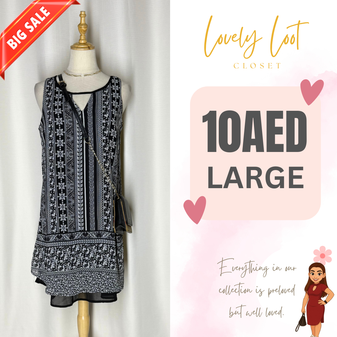 Black and White Printed Dress (Large)