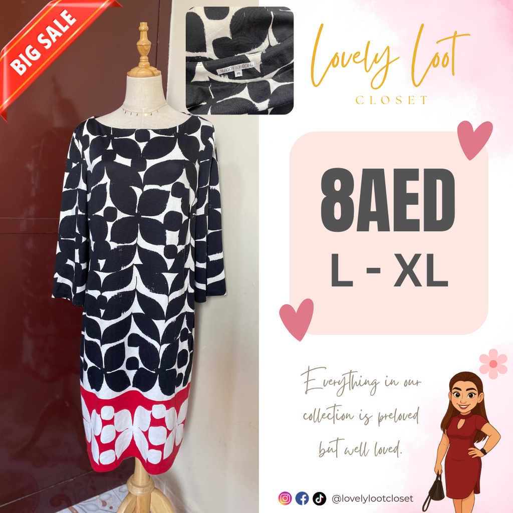 Abstract Print Three-Quarter Sleeve Dress