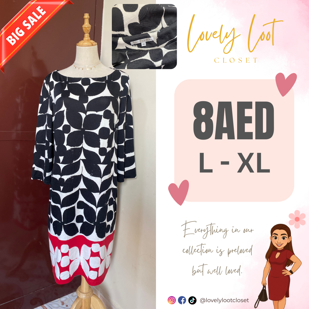 Abstract Print Three-Quarter Sleeve Dress