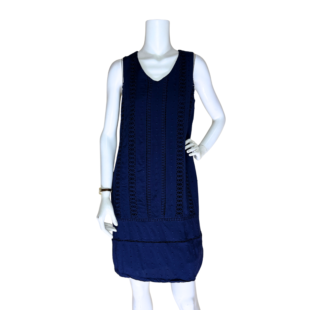 Navy Blue Eyelet Dress