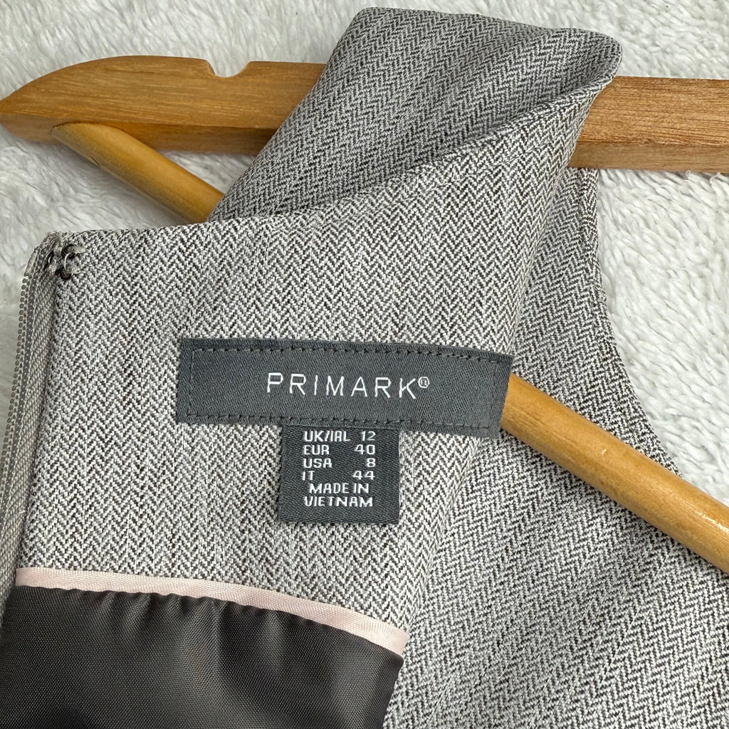 Primark Grey Textured Dress with Silver Belt Detail