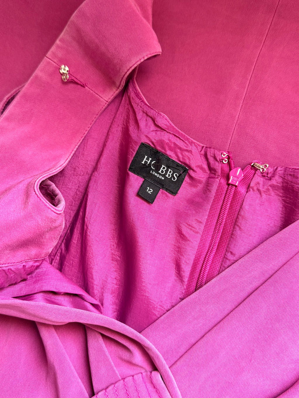 Hobbs London Magenta Silk-Mix Wrap Dress