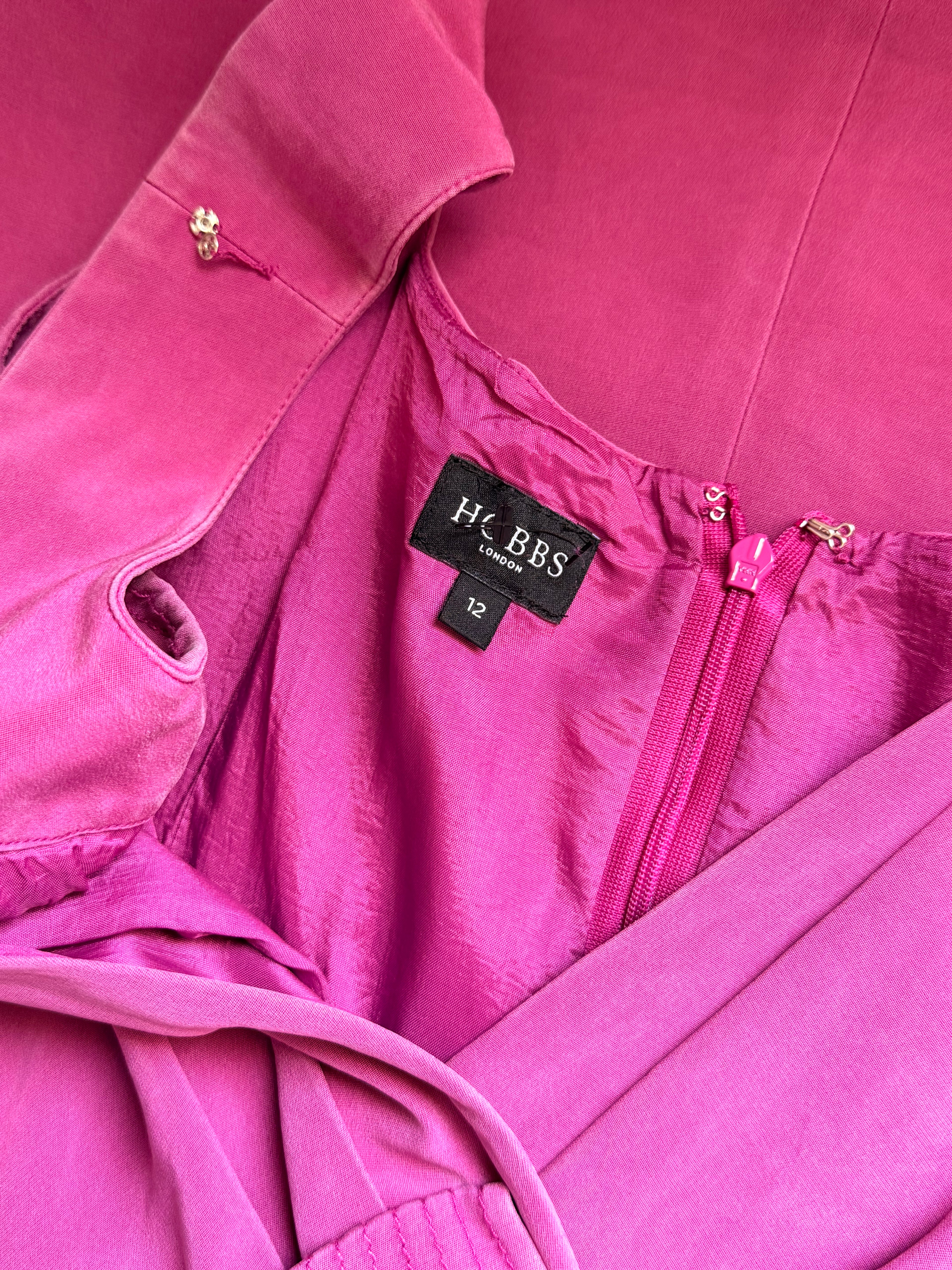Hobbs London Magenta Silk-Mix Wrap Dress