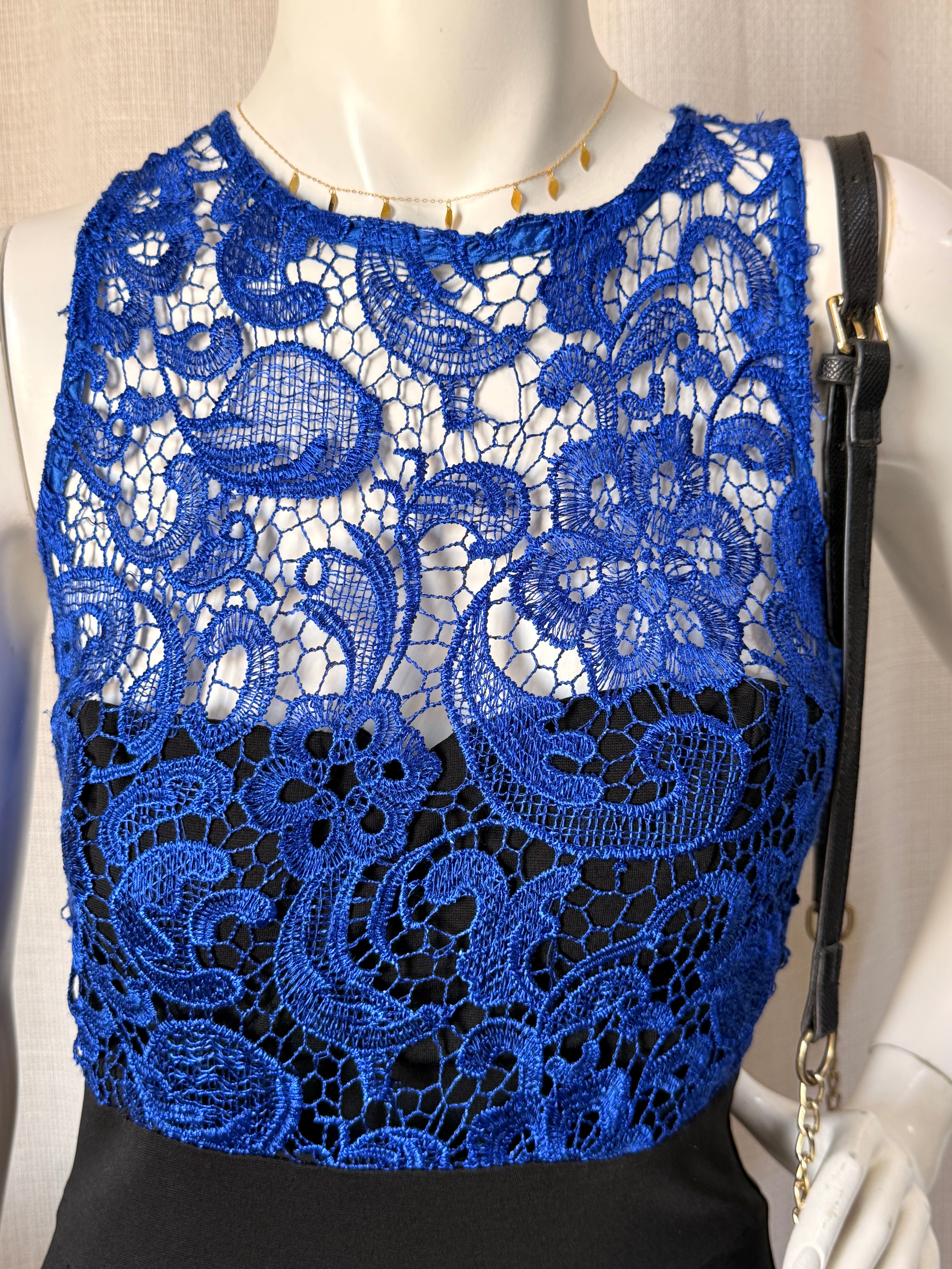 Royal Blue Guipure Lace Overlay Sheath Dress