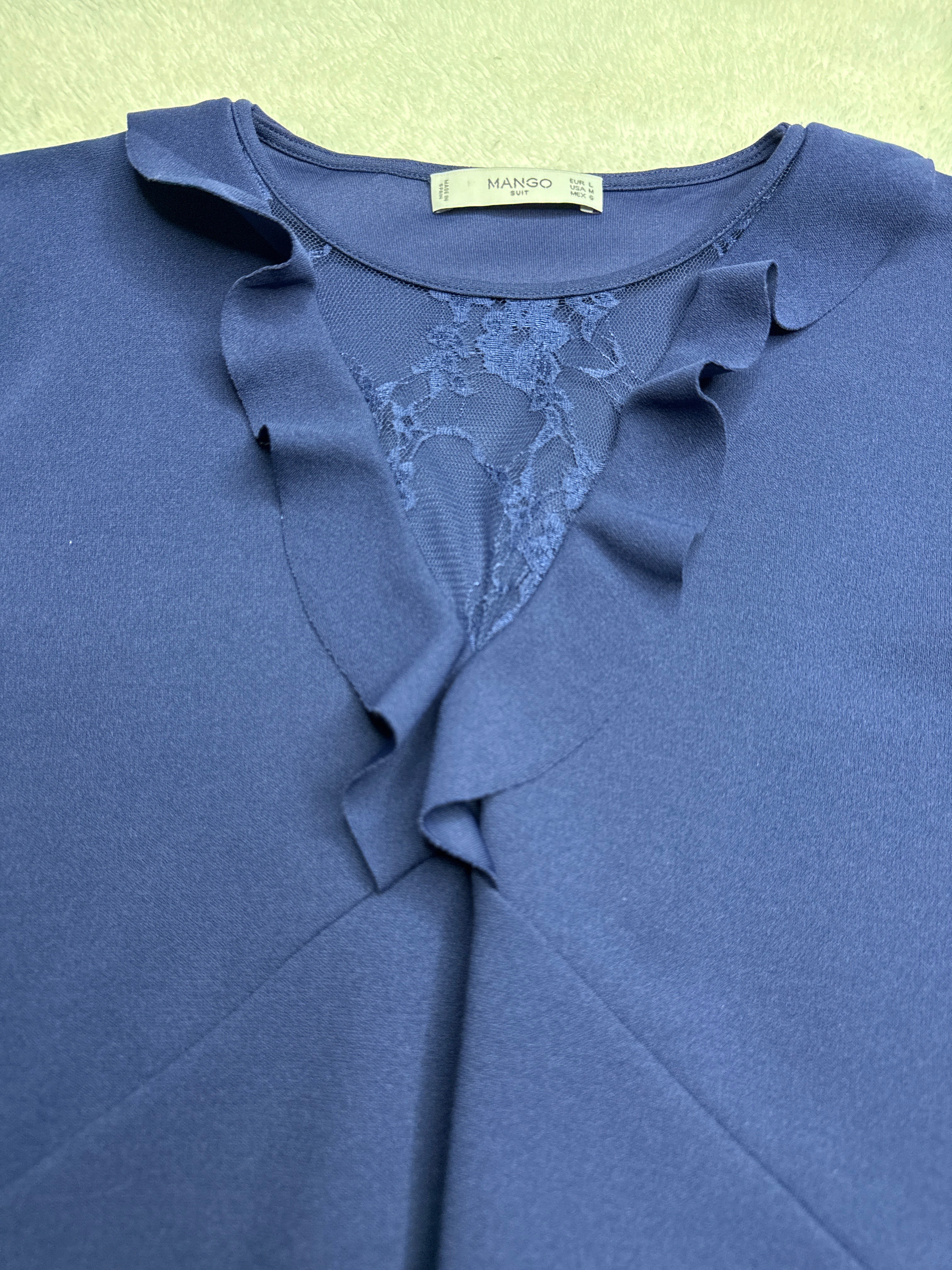 Mango Lace V-Neck Shift Dress (Large)