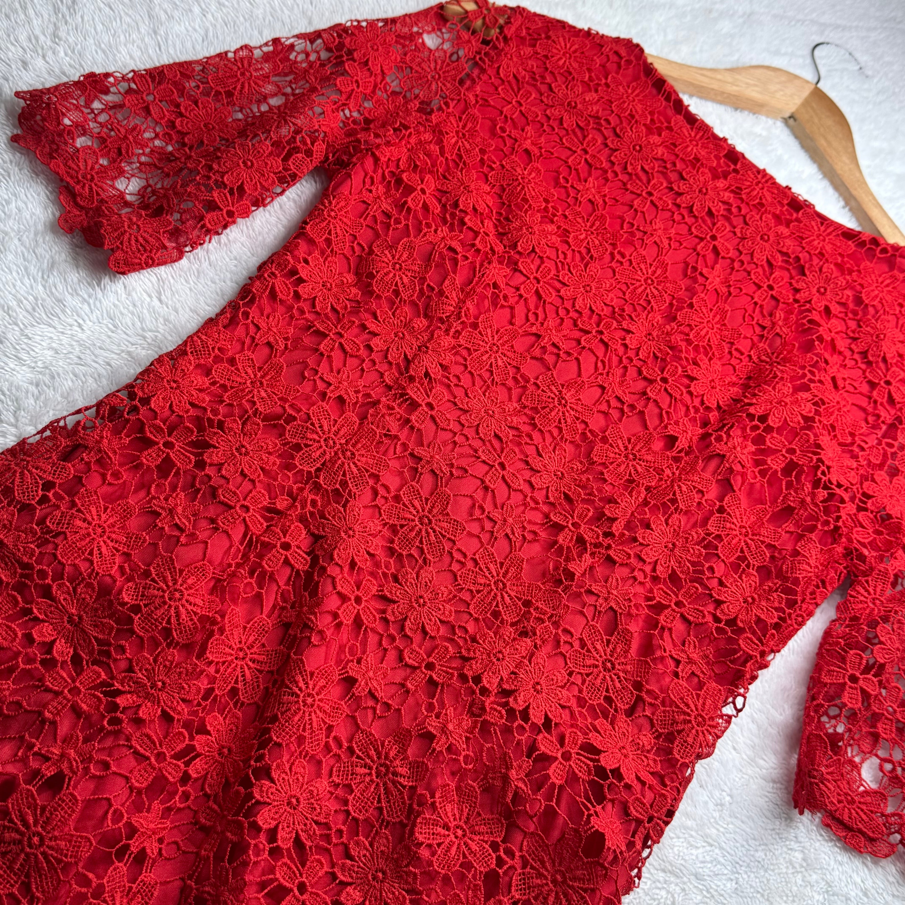 F&F Red Floral Lace Shift Dress