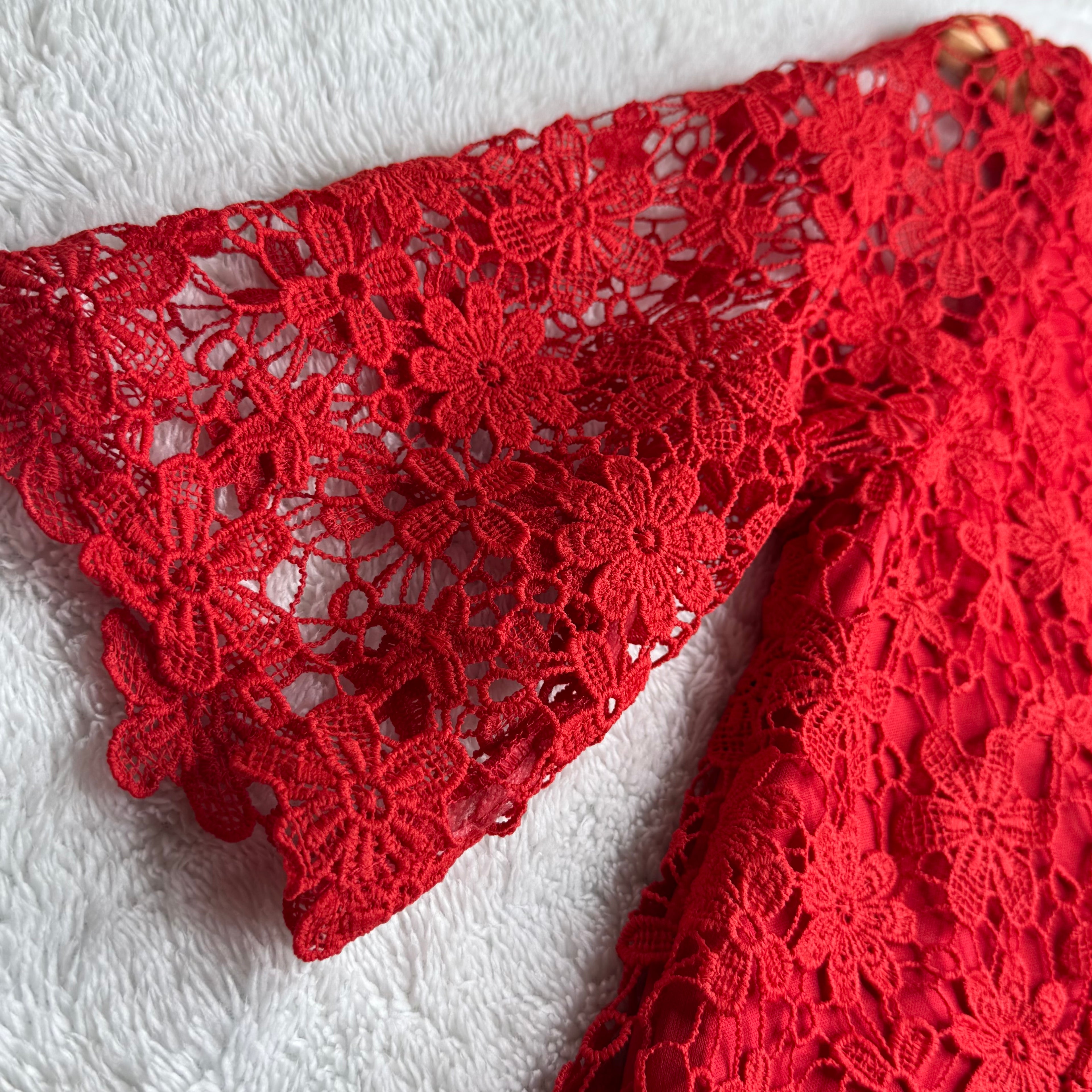 F&F Red Floral Lace Shift Dress