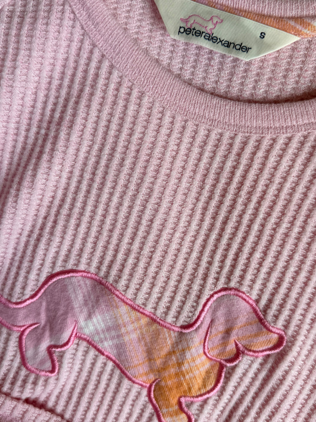 Peter Alexander Pink Waffle Knit Tee | Small