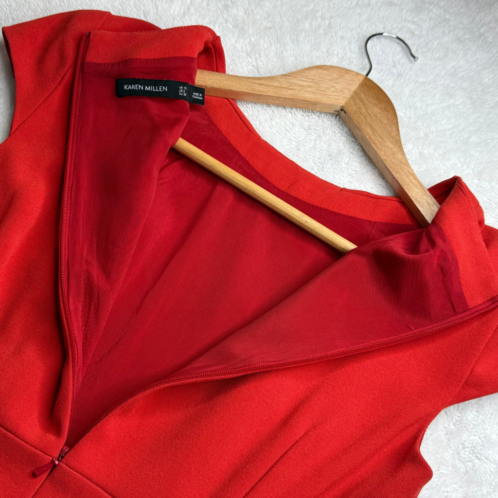 Karen Millen Red Structured Sheath Dress