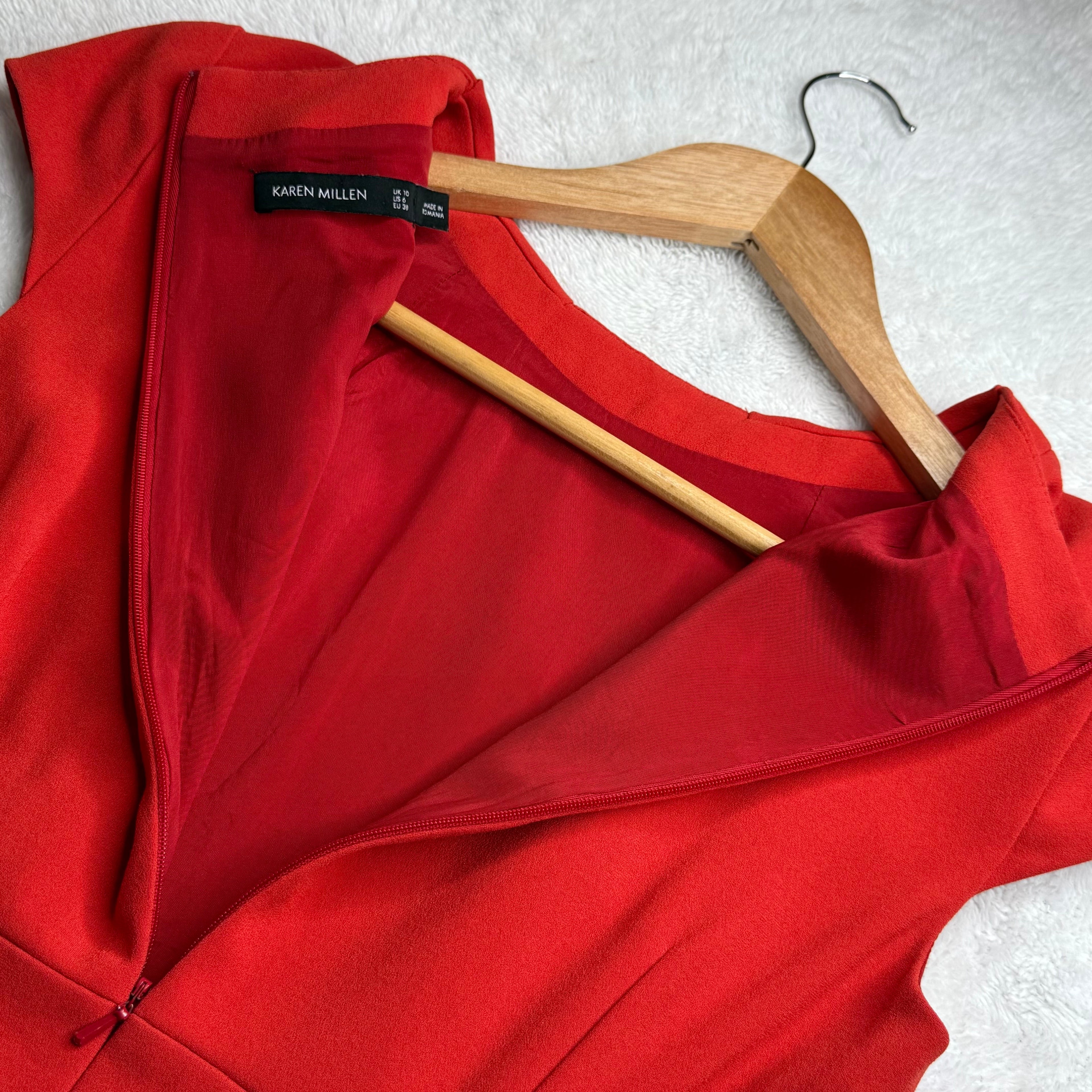 Karen Millen Red Structured Sheath Dress