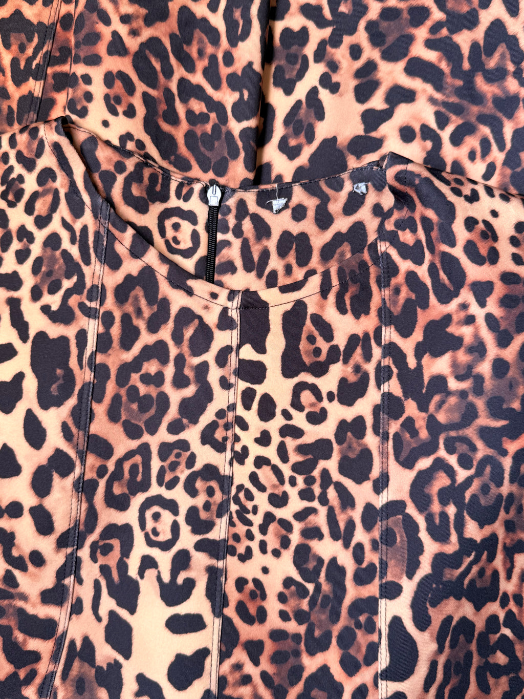 Leopard Print Cap Sleeve Shift Dress | Animal Print Scuba Mini Dress | Bust 38"