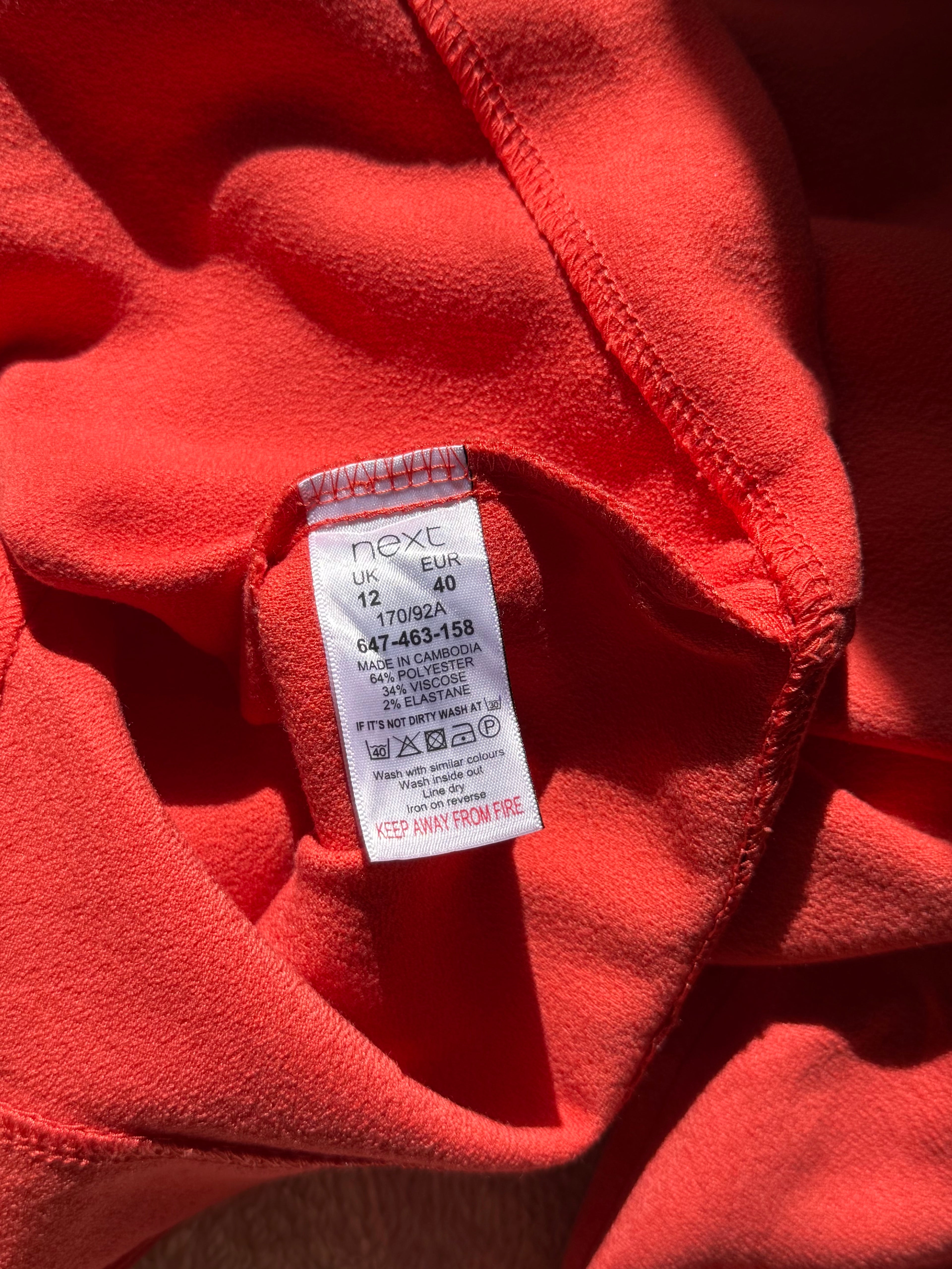 Chic Preloved NEXT Coral Belted V-Neck Dress - UK 12 | UAE Fashion