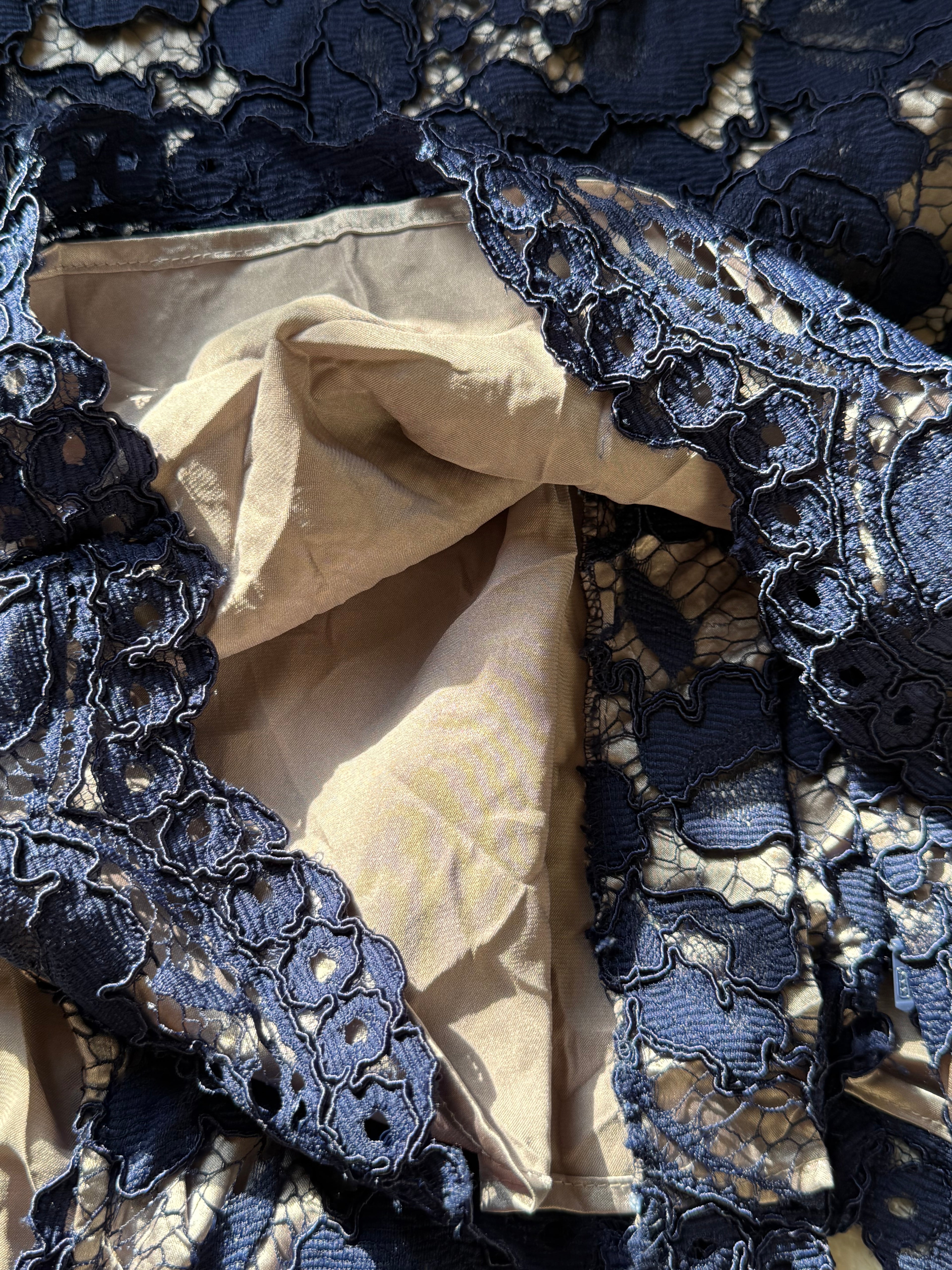 Jacques Vert Navy Lace V-Neck Dress | UK 14 (Preloved)