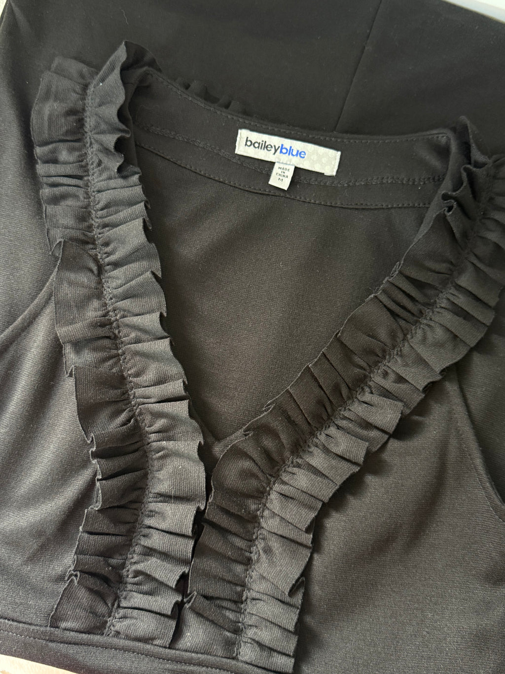 BAILEY BLUE Black Sleeveless Ruffle Trim Dress | Size M (Preloved)