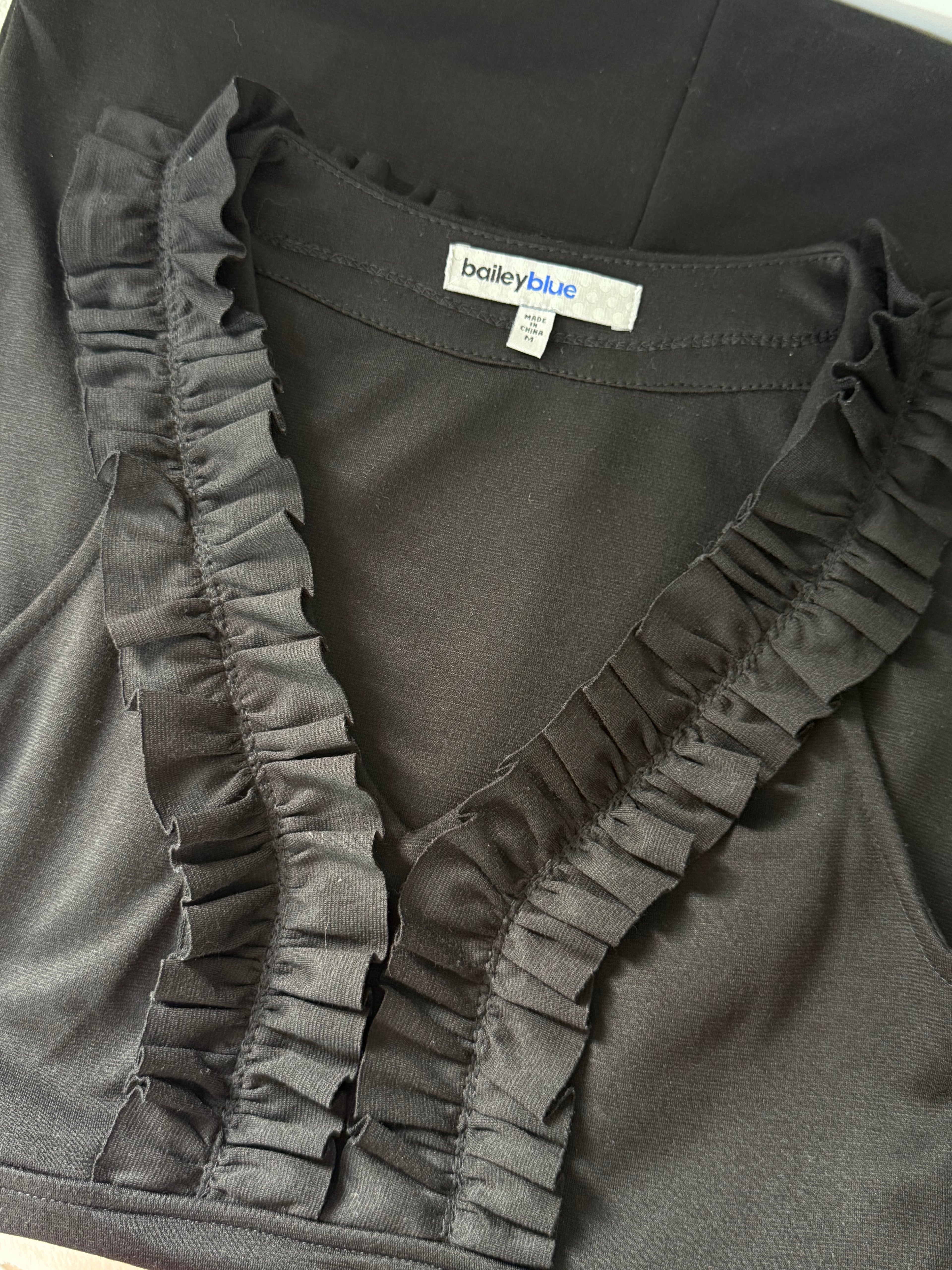 BAILEY BLUE Black Sleeveless Ruffle Trim Dress | Size M (Preloved)