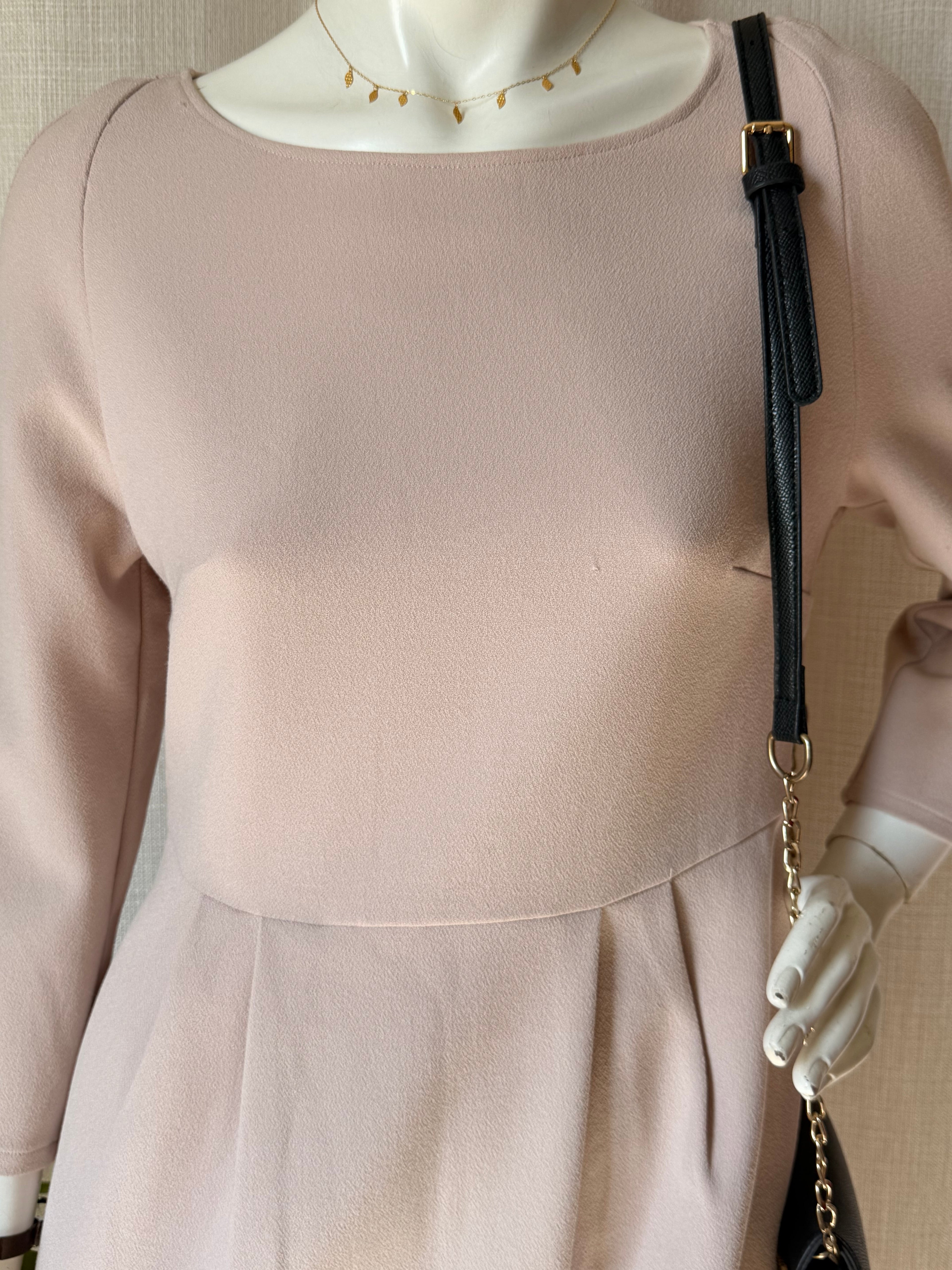 Light Pink A-Line Dress | Boat Neck | Bust 36"