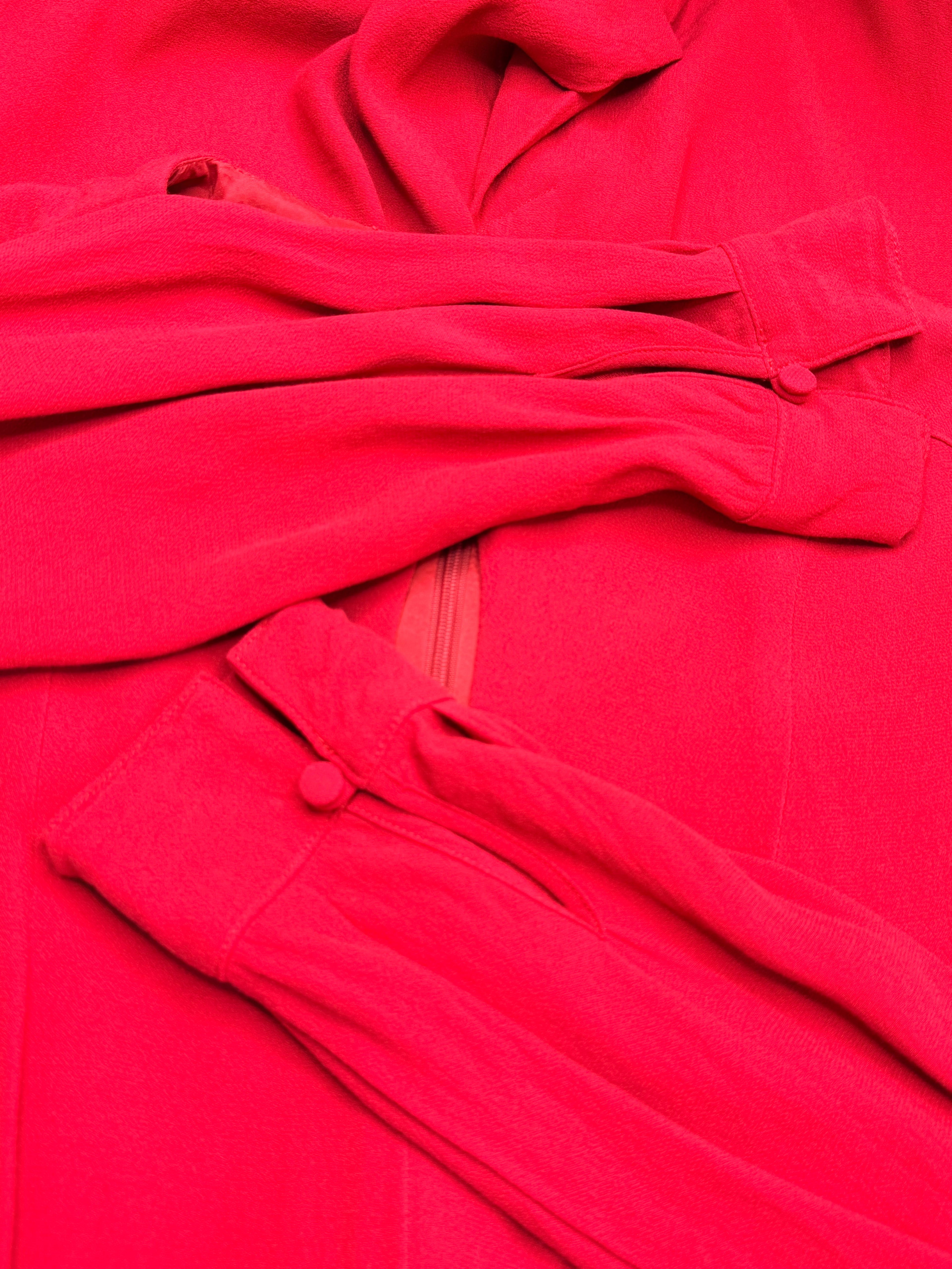 David Lawrence Red Long Sleeve Keyhole Midi Dress (Size AU/UK 10)