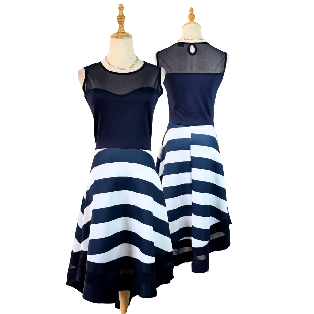 'WANT THAT TREND' Navy & White Stripe Skater Dress (15 AED) - Preloved