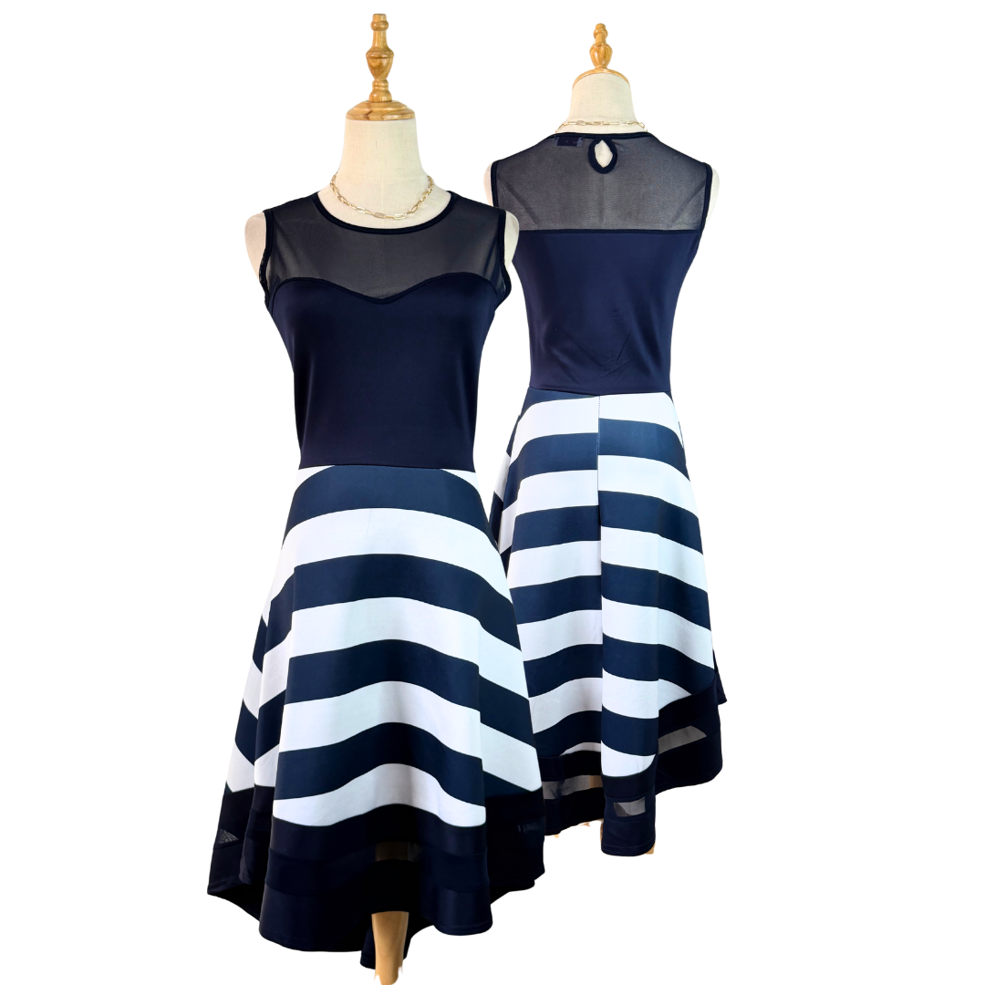 'WANT THAT TREND' Navy & White Stripe Skater Dress (15 AED) - Preloved