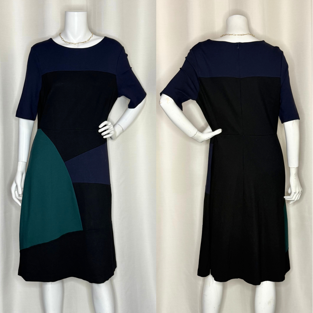 Stylish Colorblock Midi Dress (16 / 2XL)
