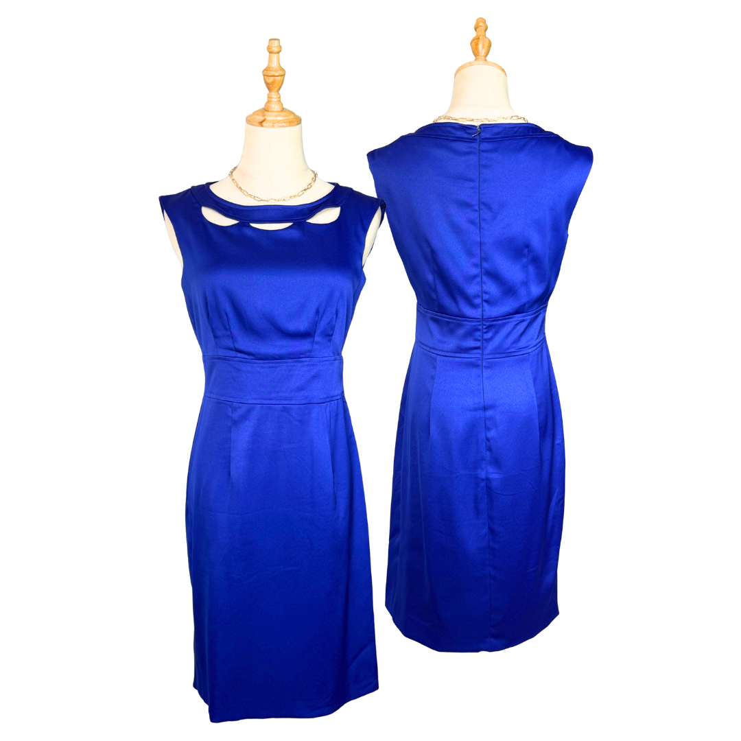 Stunning Royal Blue Dress with Cut-Out Neck | UK 4 (Sustainable Find)
