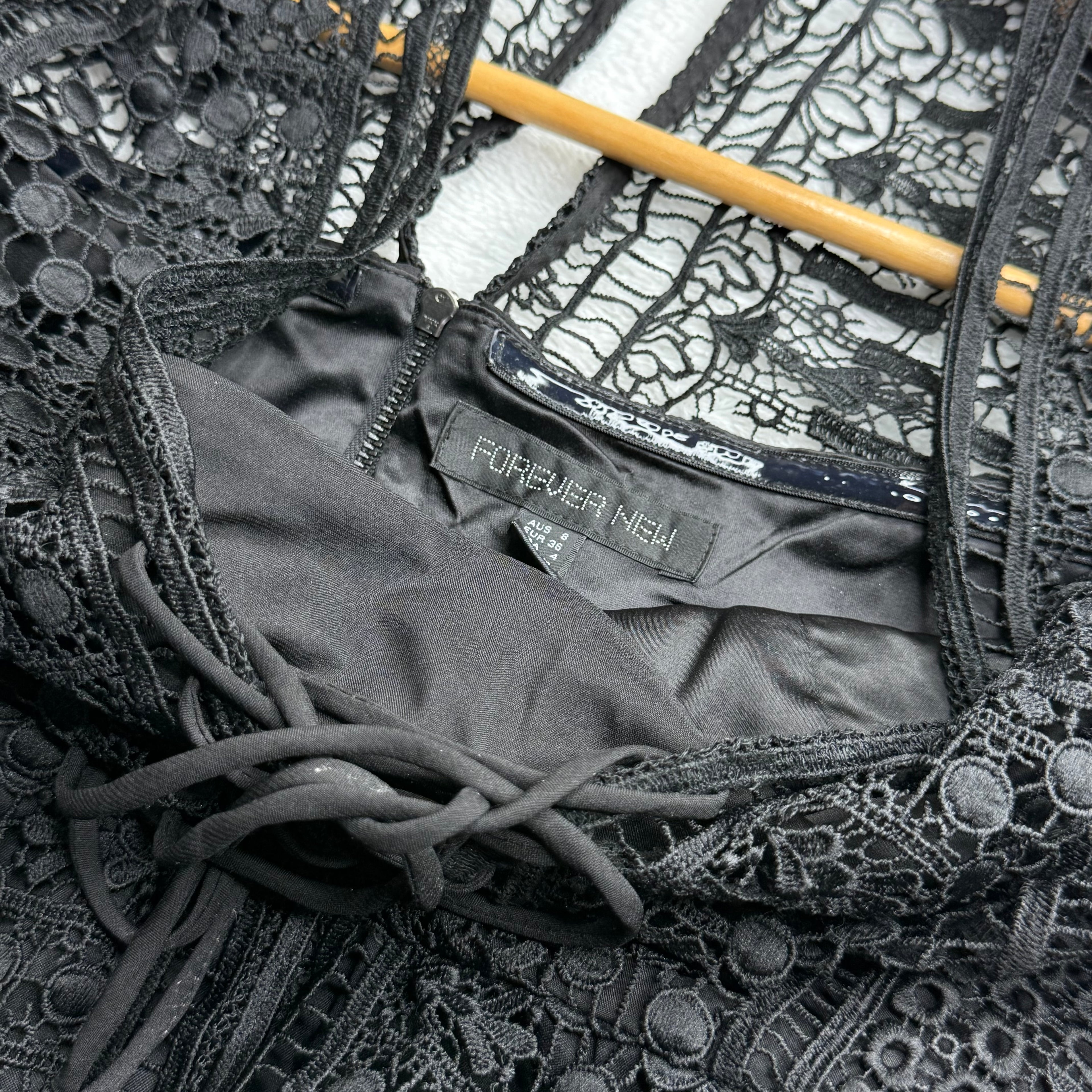 Forever New Black Lace Dress with Bell Sleeves