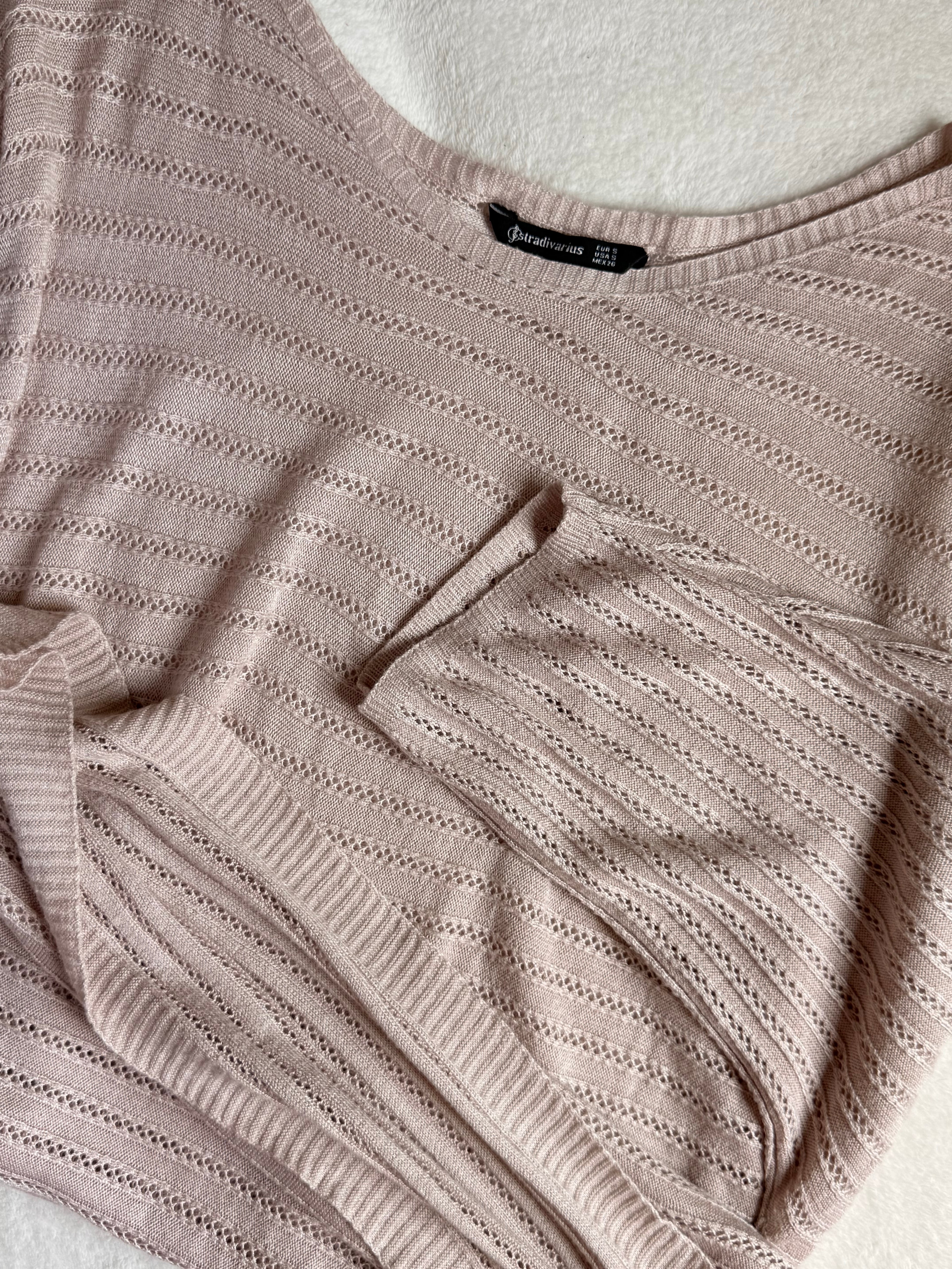 Stradivarius Blush Pointelle Batwing Knit | EUR S