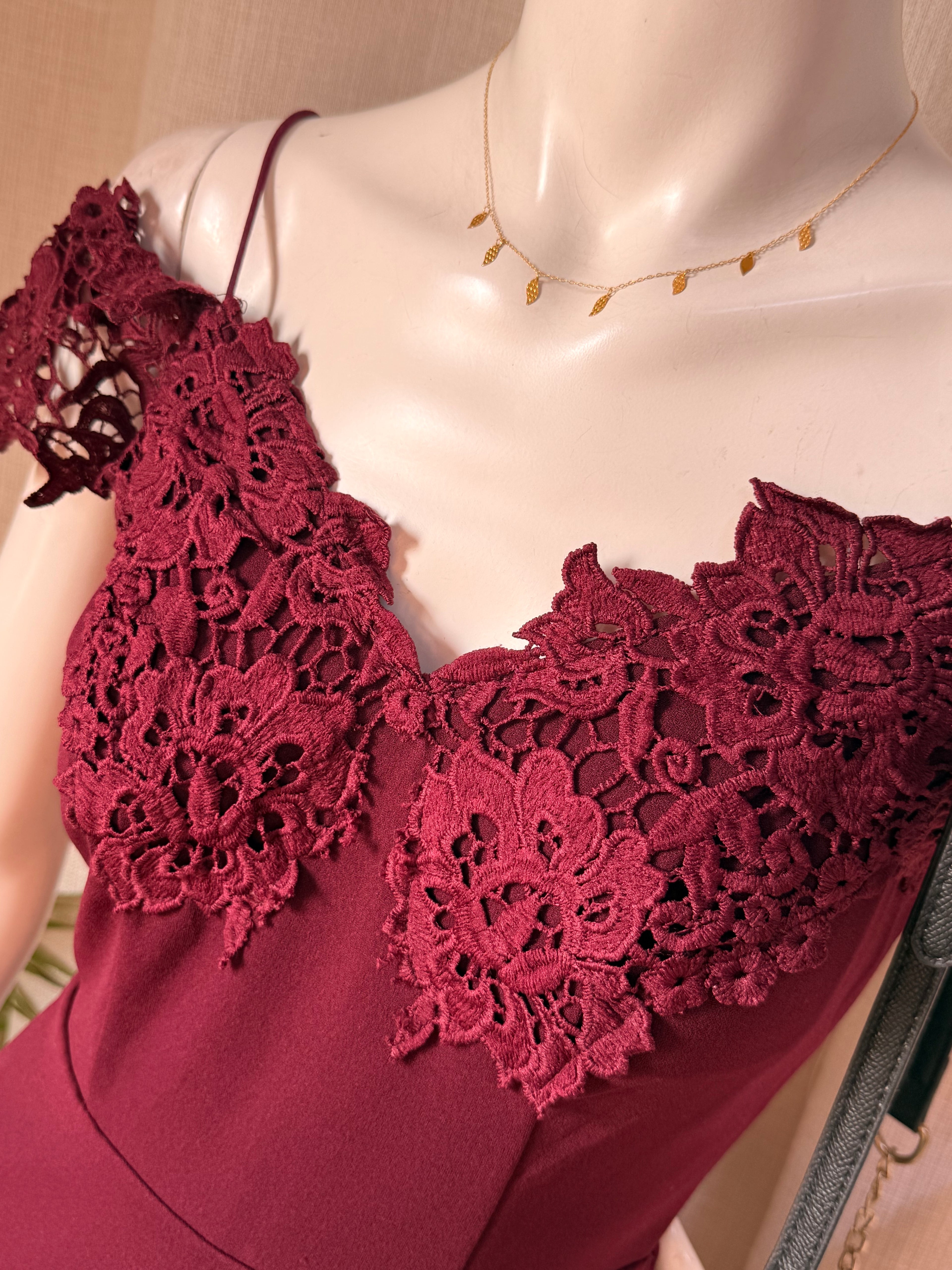 Charlotte Russe Burgundy Lace Off-Shoulder Skater Dress – Size XS | Cocktail & Party Dress