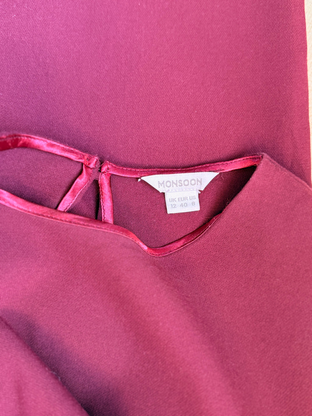 Monsoon Burgundy Pocket Shift Dress – UK 12 | Elegant Work & Smart Casual Dress