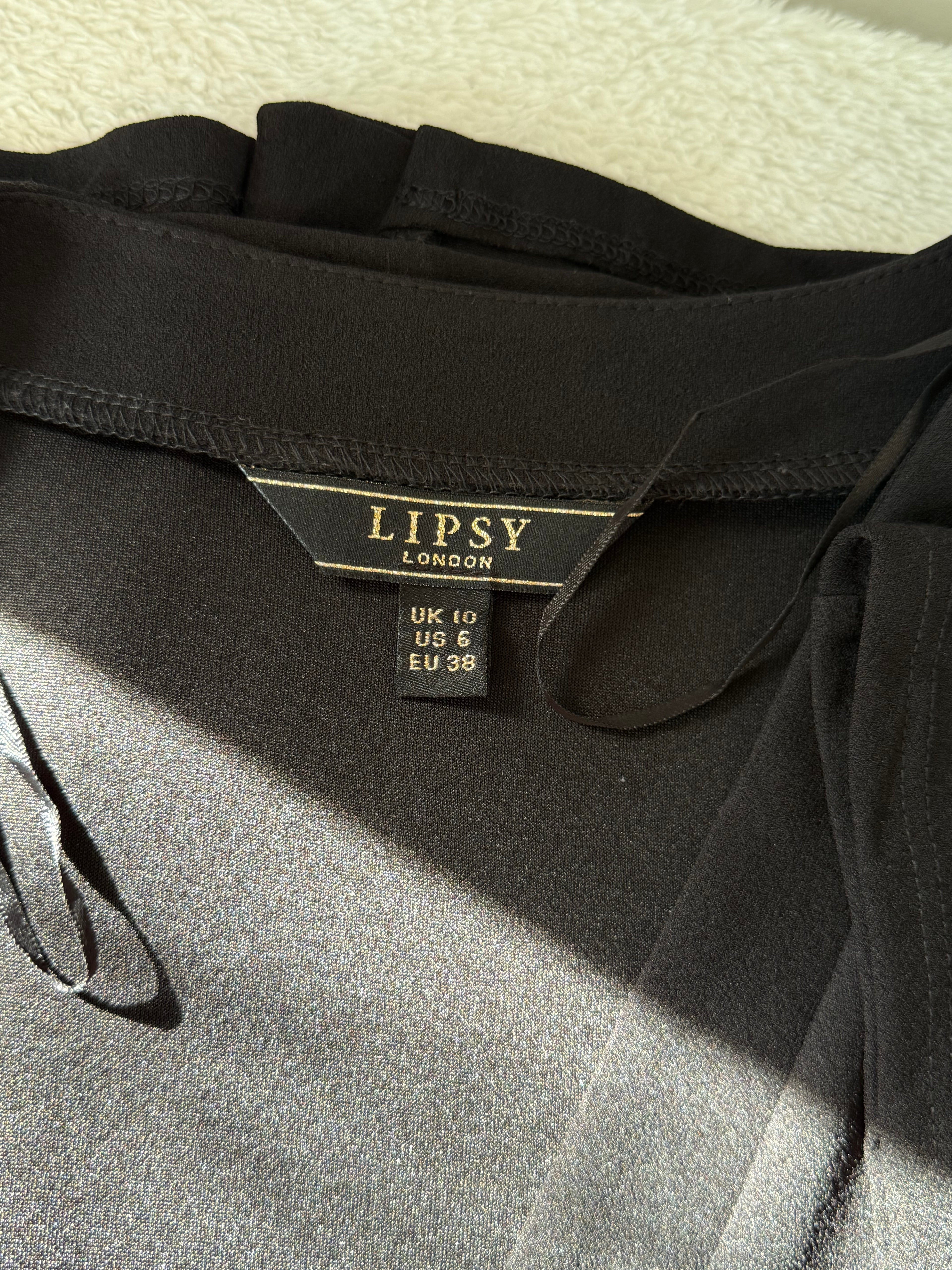 Lipsy London Black Belted Wrap Dress | UK 10 (Preloved)