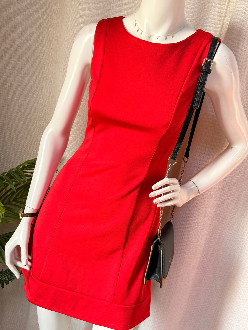 Zavendar Red Sleeveless Bodycon Mini Dress – Size S | Elegant Cocktail & Party Dress