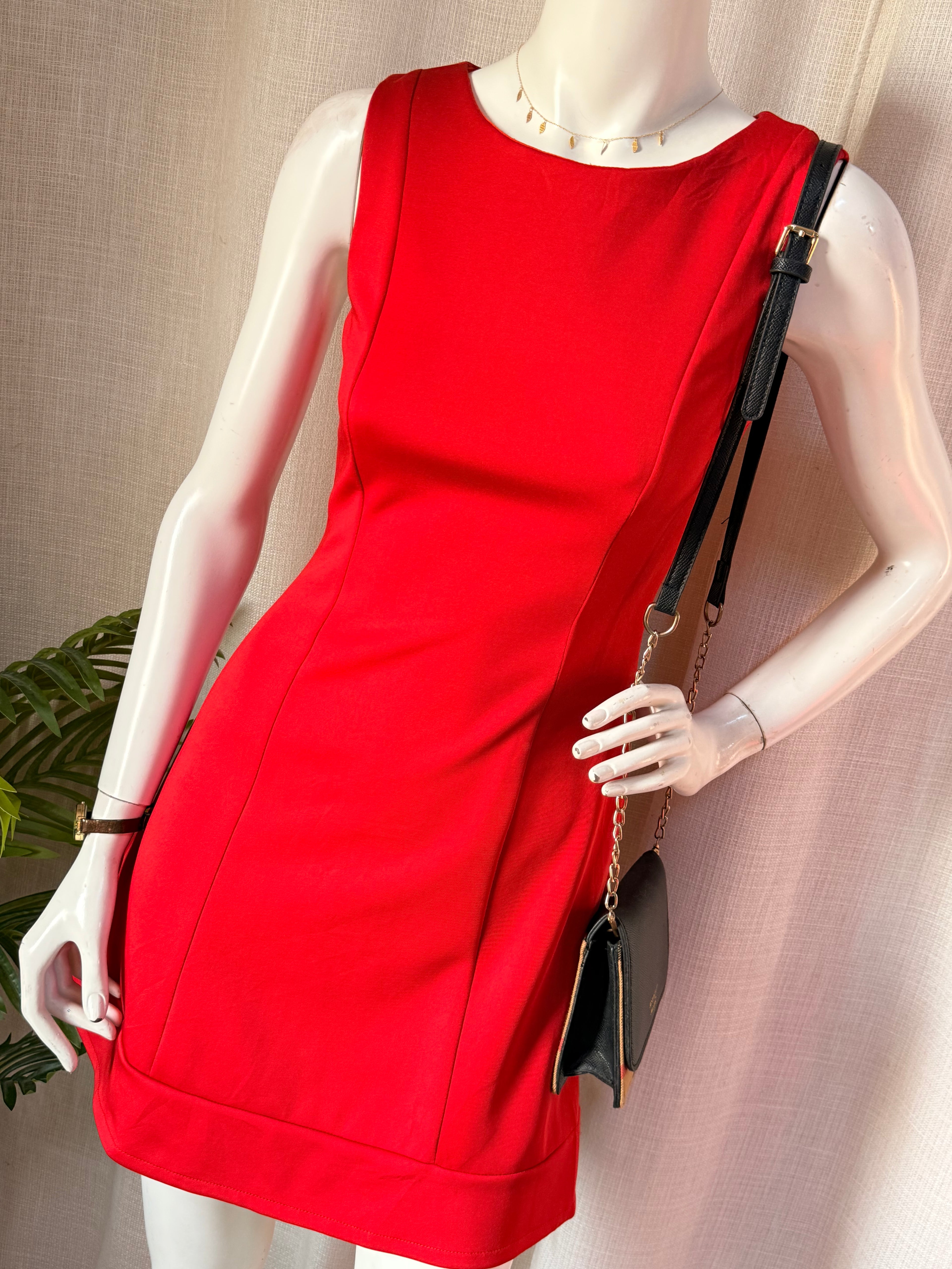 Zavendar Red Sleeveless Bodycon Mini Dress – Size S | Elegant Cocktail & Party Dress