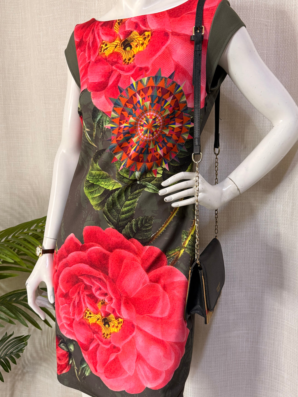 Desigual Floral Mandala Cap Sleeve Sheath Dress - Size Medium (Bust 34")