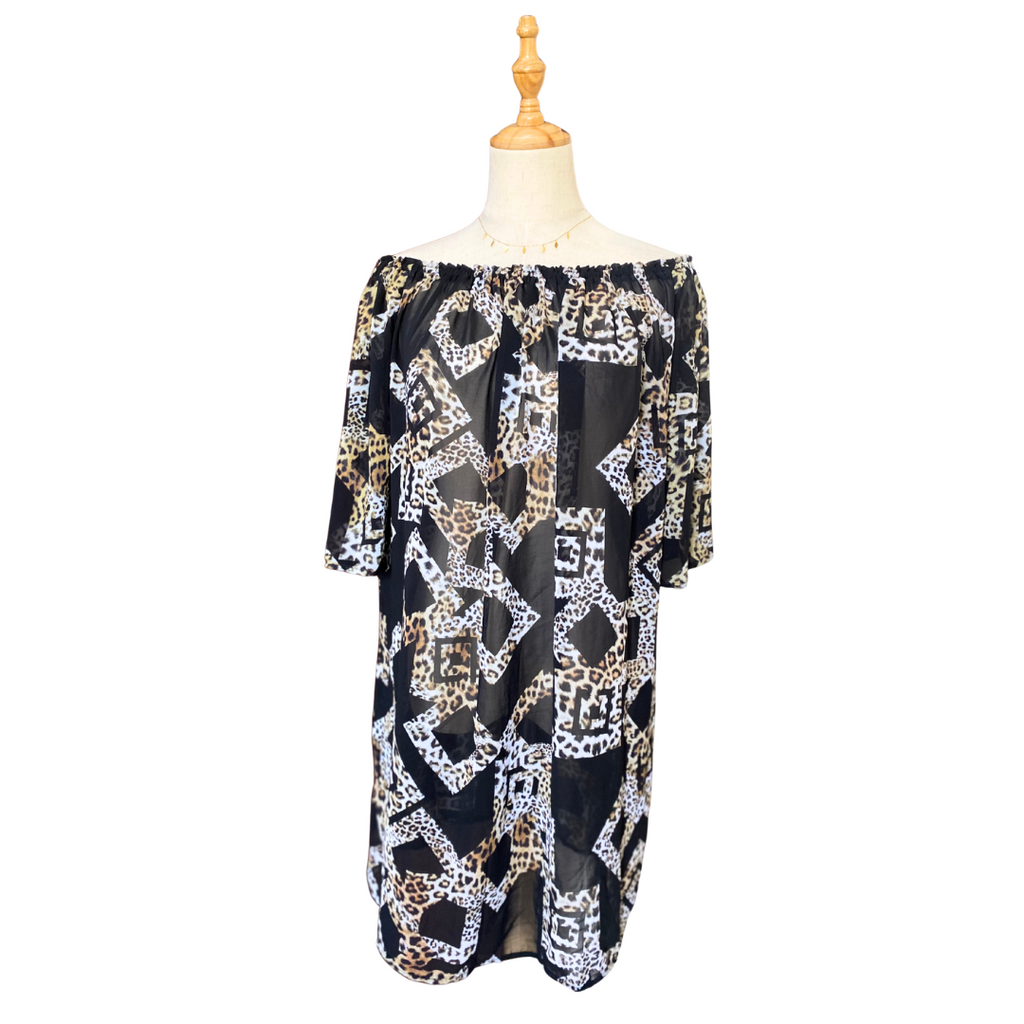 Leopard Print Off-the-Shoulder Dress (Large)