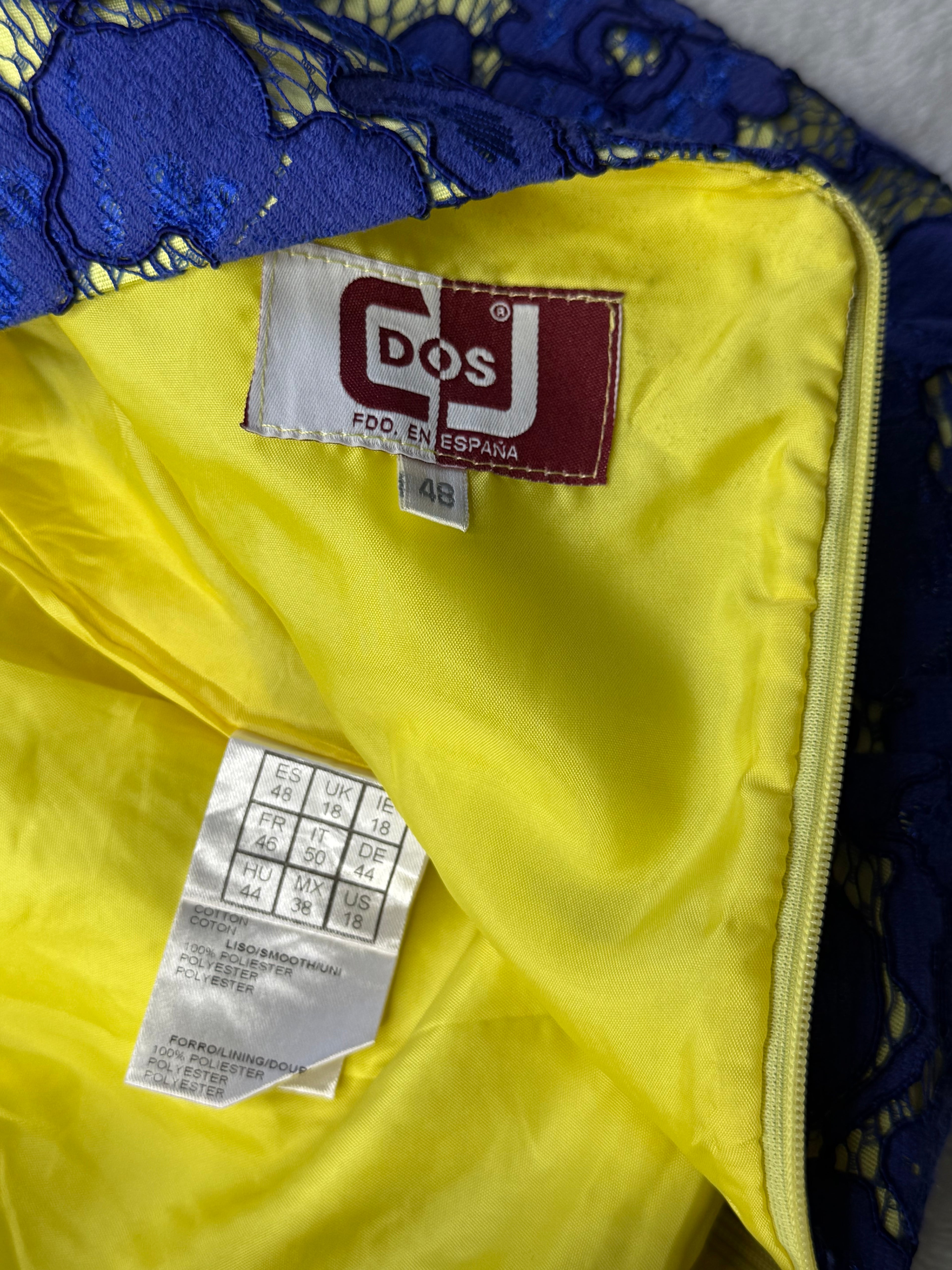 DOS ESPANA Royal Blue Floral Lace Dress | UK 20 / EUR 48