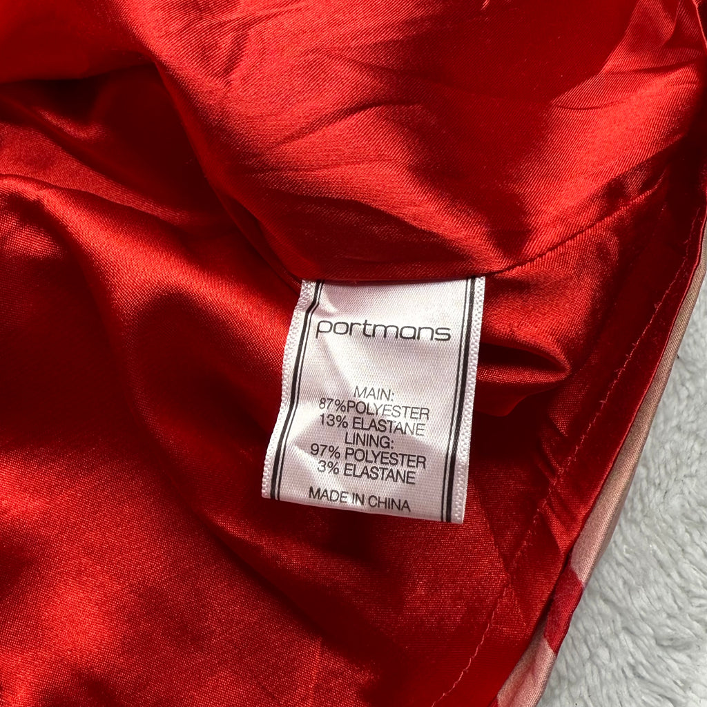 Portmans Red Floral Pencil Skirt (Small)