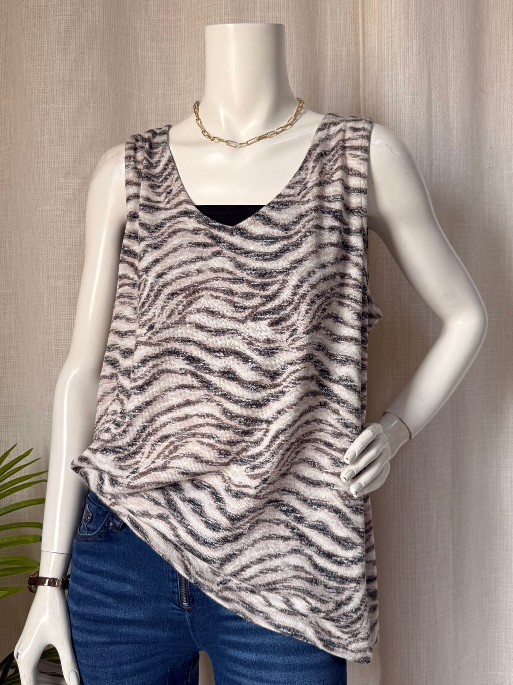 Tu Zebra Print V-Neck Vest | UK 18