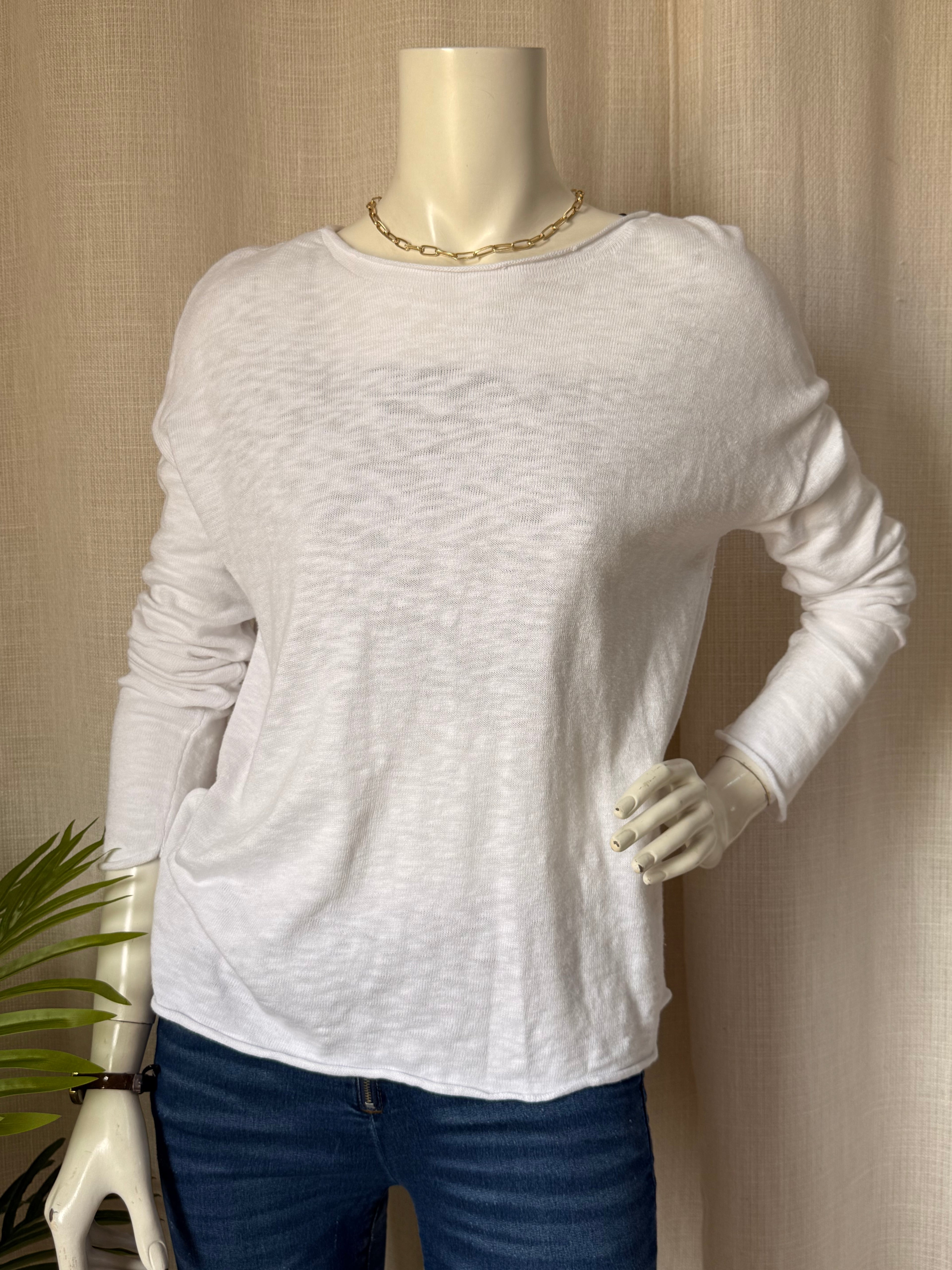 Little Lies White Slub Knit Long Sleeve | Small