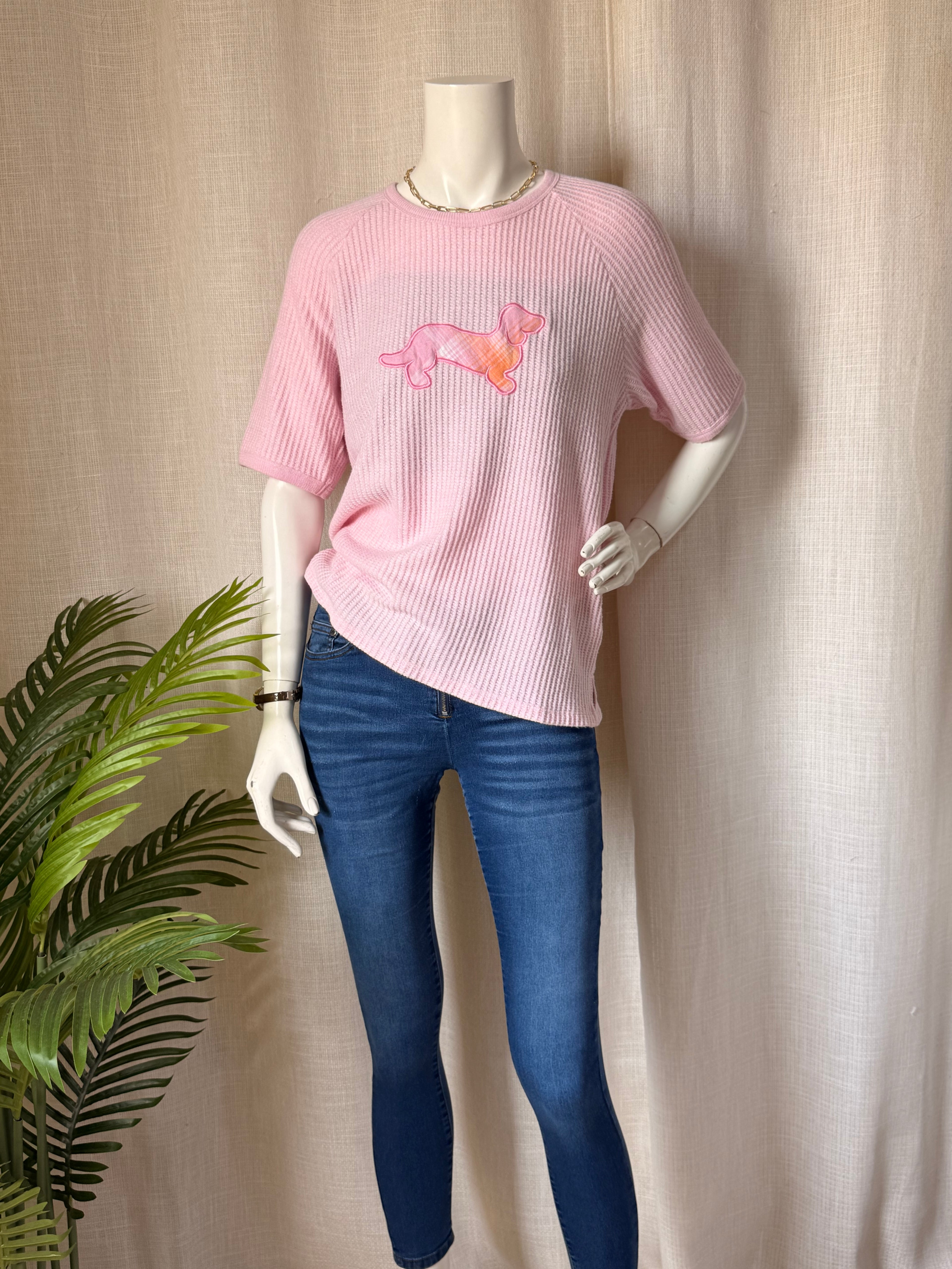Peter Alexander Pink Waffle Knit Tee | Small